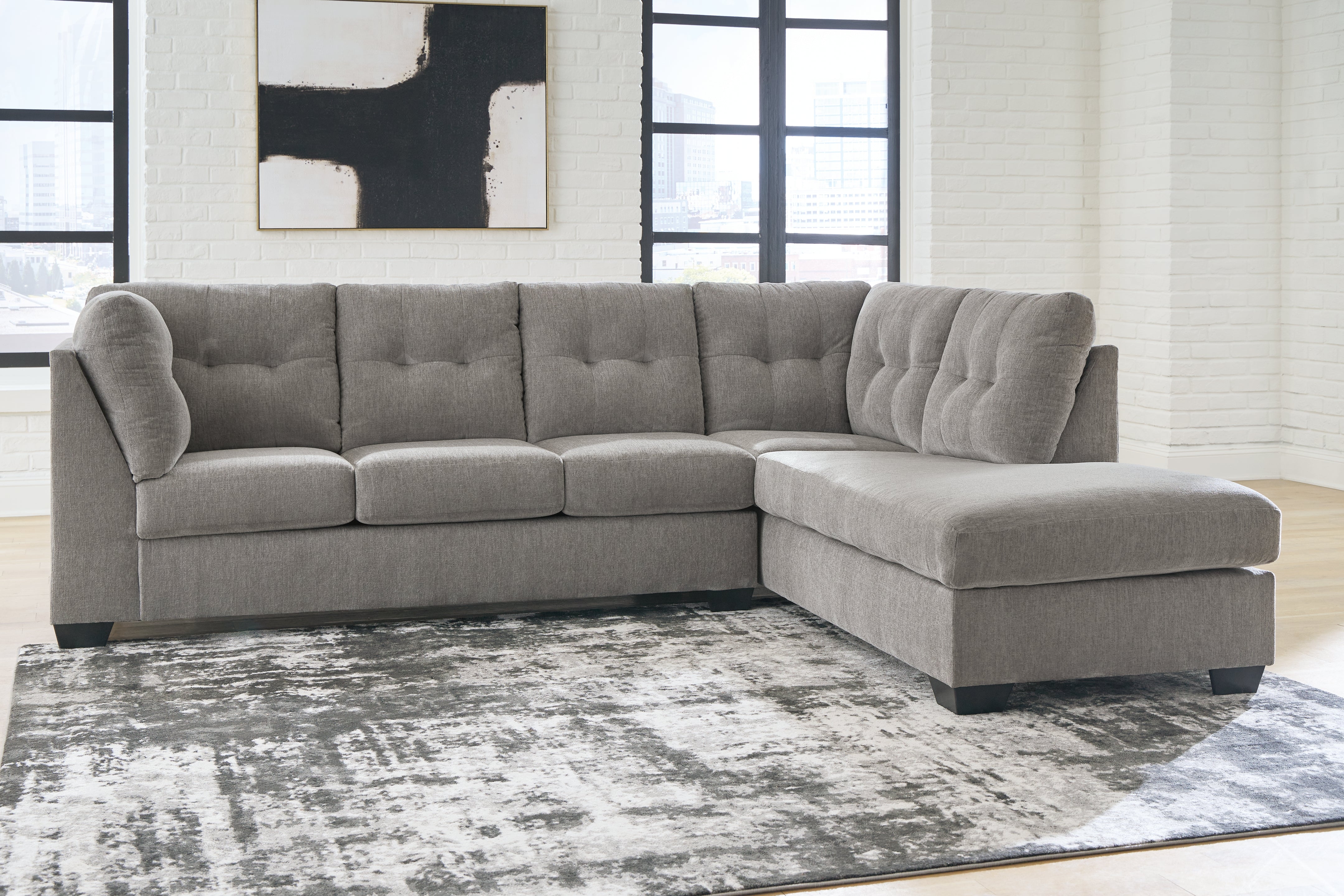 Sectionals for Less - Ashley Furniture - Lanelly Sectional - LAF 2-Piece Sectional with Chaise / Alloy - 17504S1