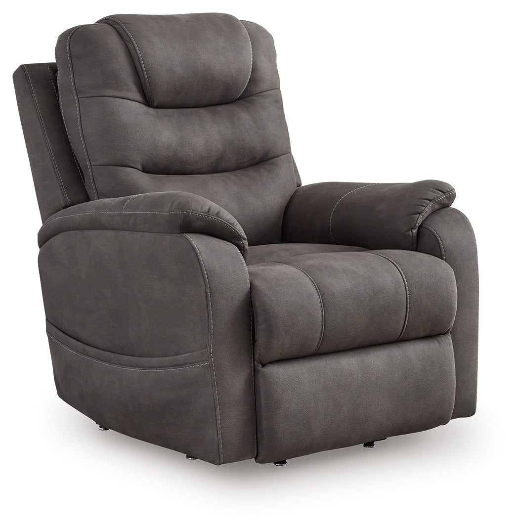 Sectionals for Less - Ashley Furniture - Snowfield Living Room - Power Lift Recliner / Gunmetal - 1760912
