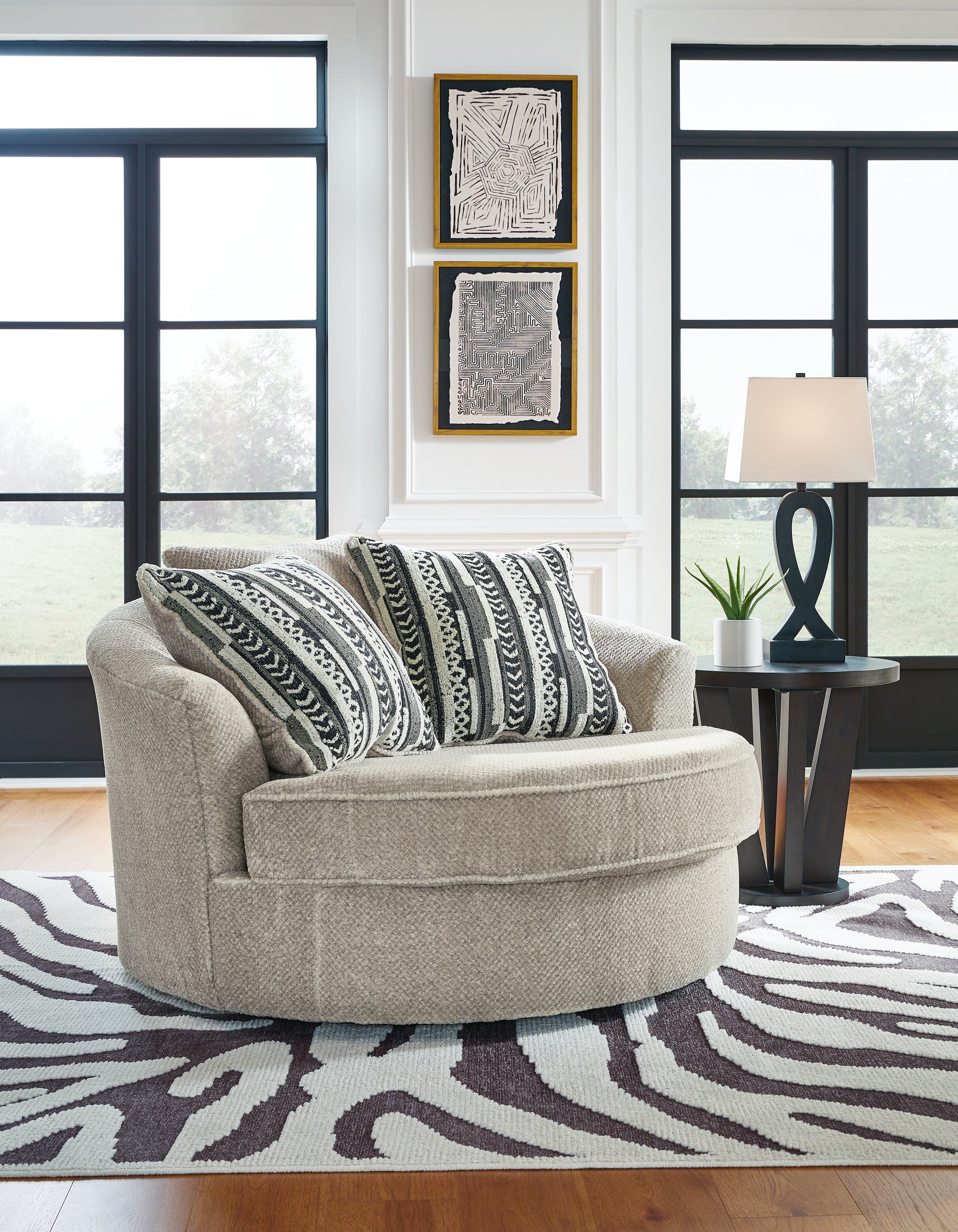 Sectionals for Less - Ashley Furniture - Calnita Living Room - Oversized Swivel Accent Chair / Sisal - 2050221