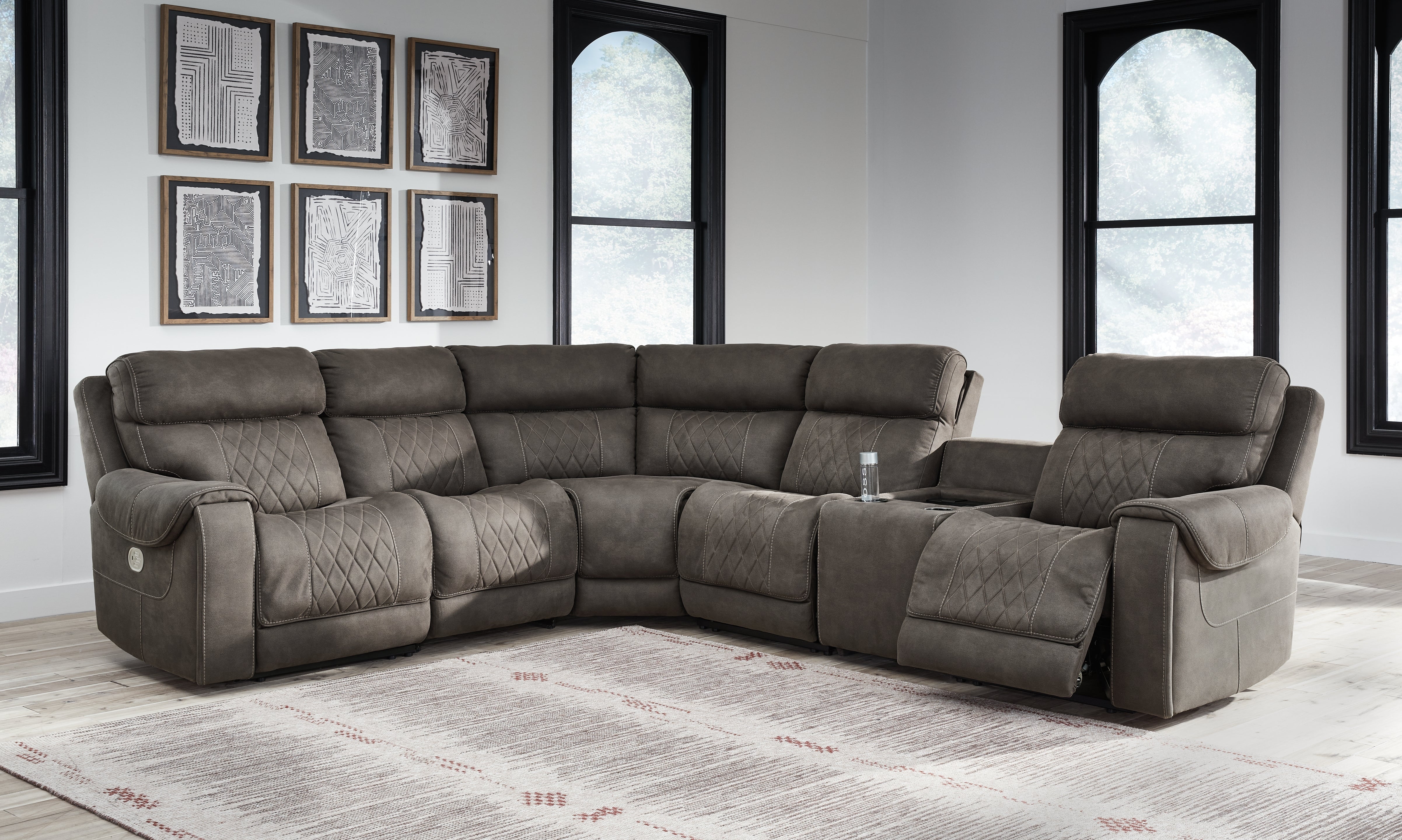 Sectionals for Less - Ashley Furniture - Hoopster Sectional - 6-Piece Power Reclining Sectional / Gunmetal - 23703S5