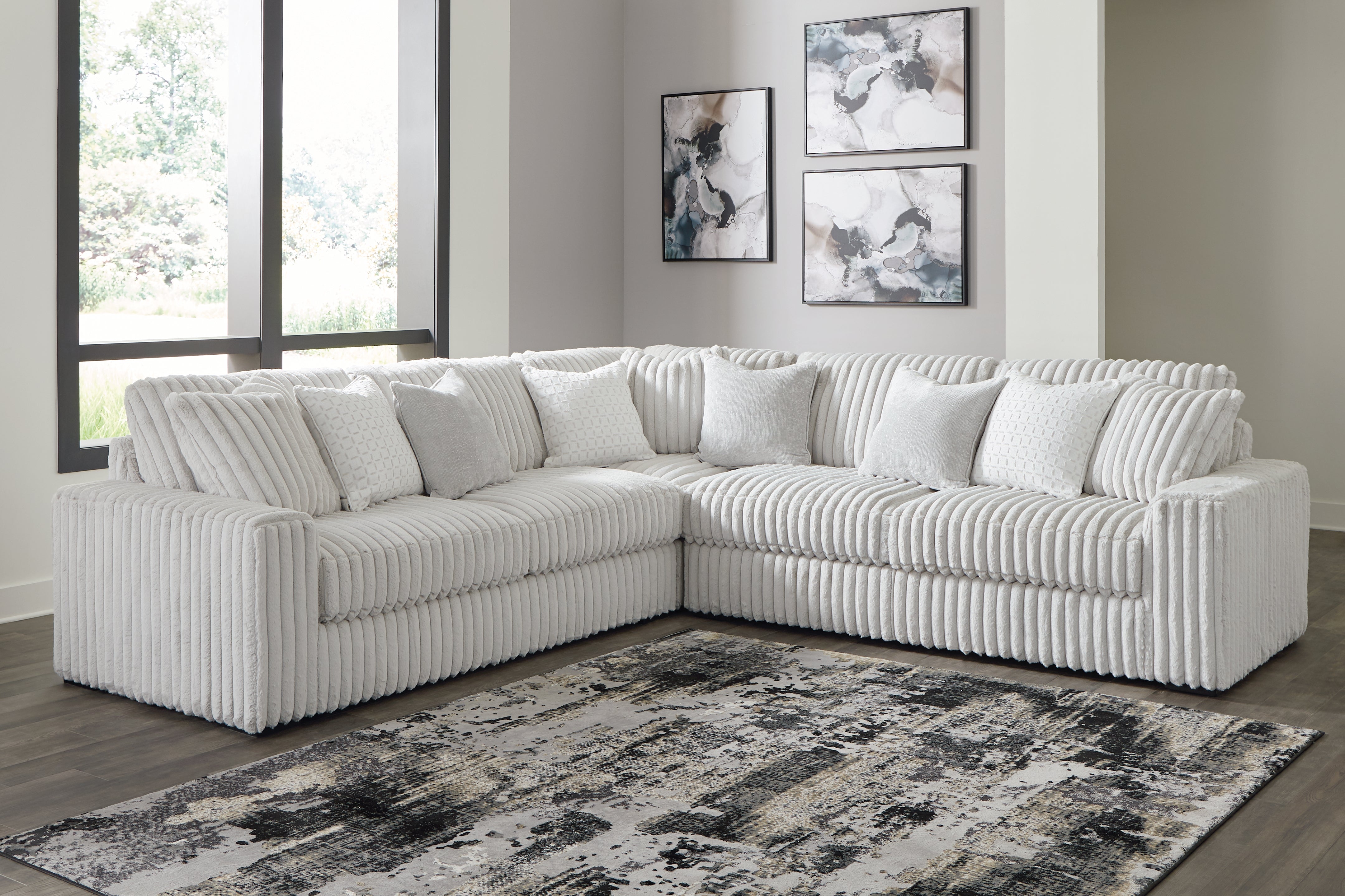 Sectionals for Less - Ashley Furniture - Stupendous Sectional - RAF 3-Piece Sectional with Double Chaise / Alloy - 25903S4