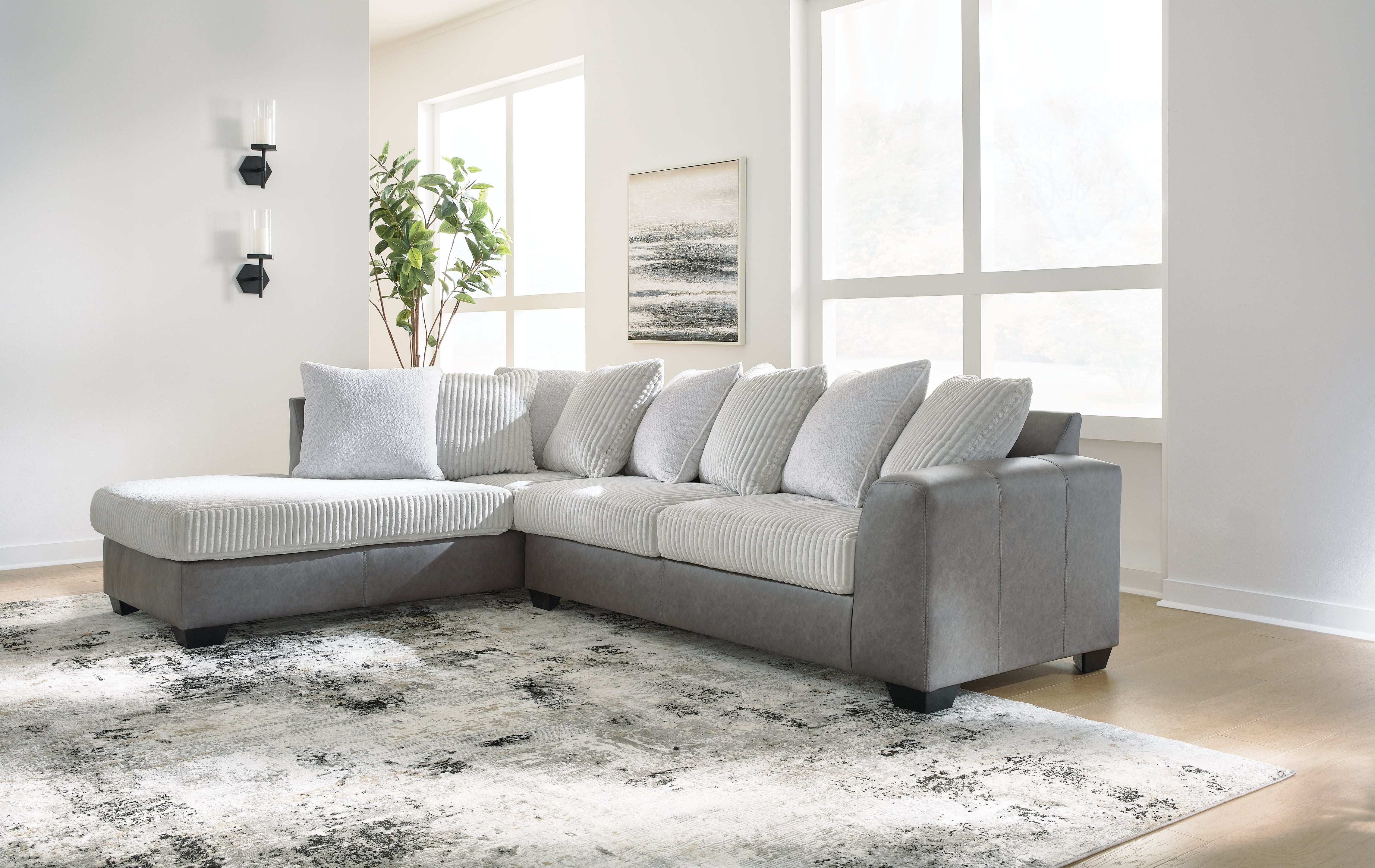 Sectionals for Less - Ashley Furniture - Clairette Court Sectional - LAF 2-Piece Sectional with Chaise / Alloy - 31503S2