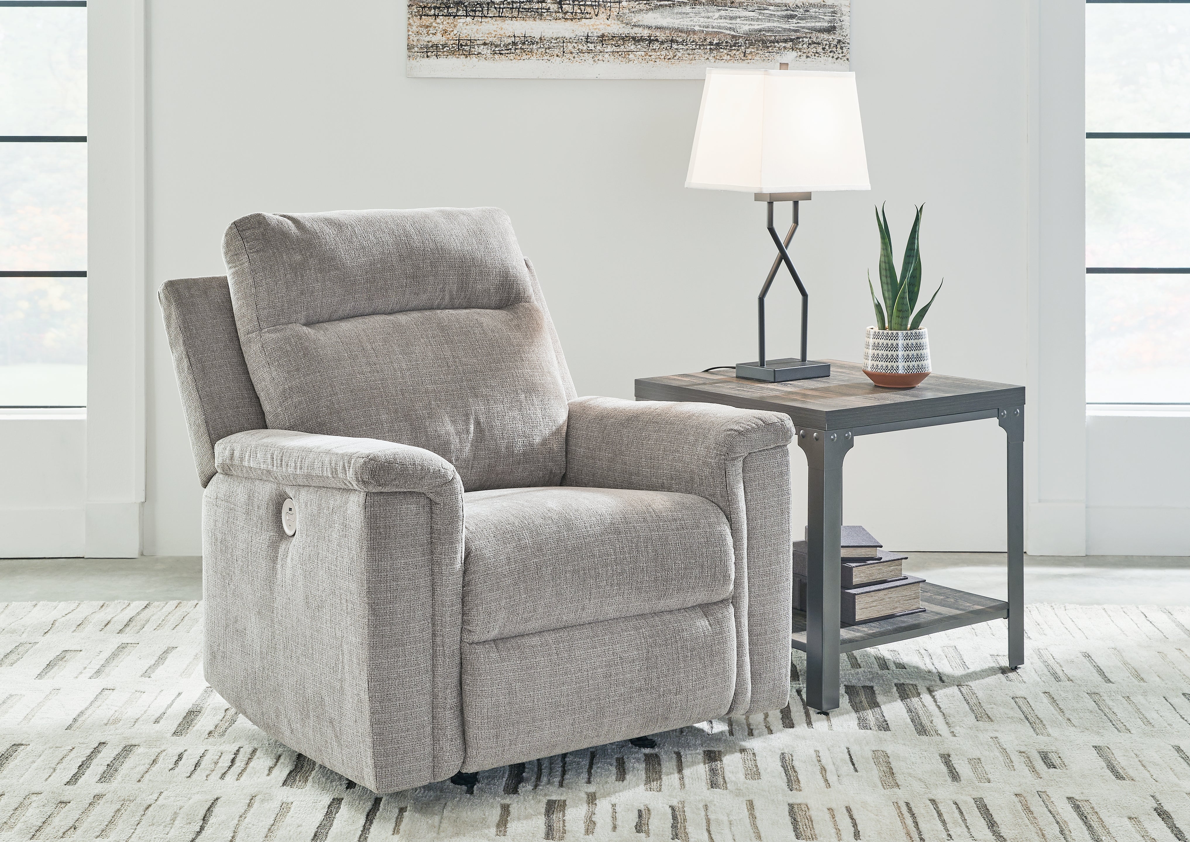 Sectionals for Less - Ashley Furniture - Barnsana Living Room - DBL REC PWR Loveseat w/Console / Gravel - 3320296