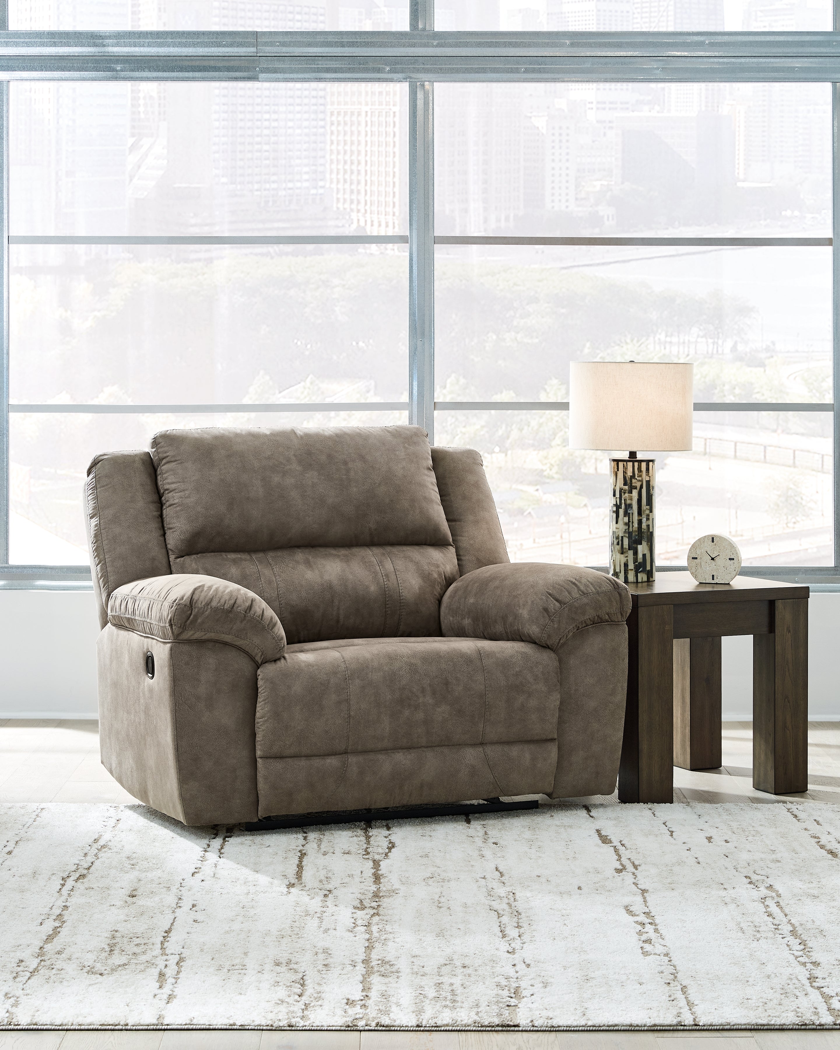 Sectionals for Less - Ashley Furniture - Laresview Living Room - DBL Rec Loveseat w/Console / Fossil - 3720394