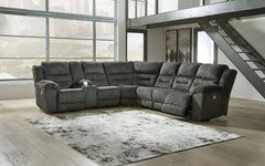 Sectionals for Less - Ashley Furniture - Nettington Sectional - 3-Piece Power Reclining Sectional / Smoke - 44101S1