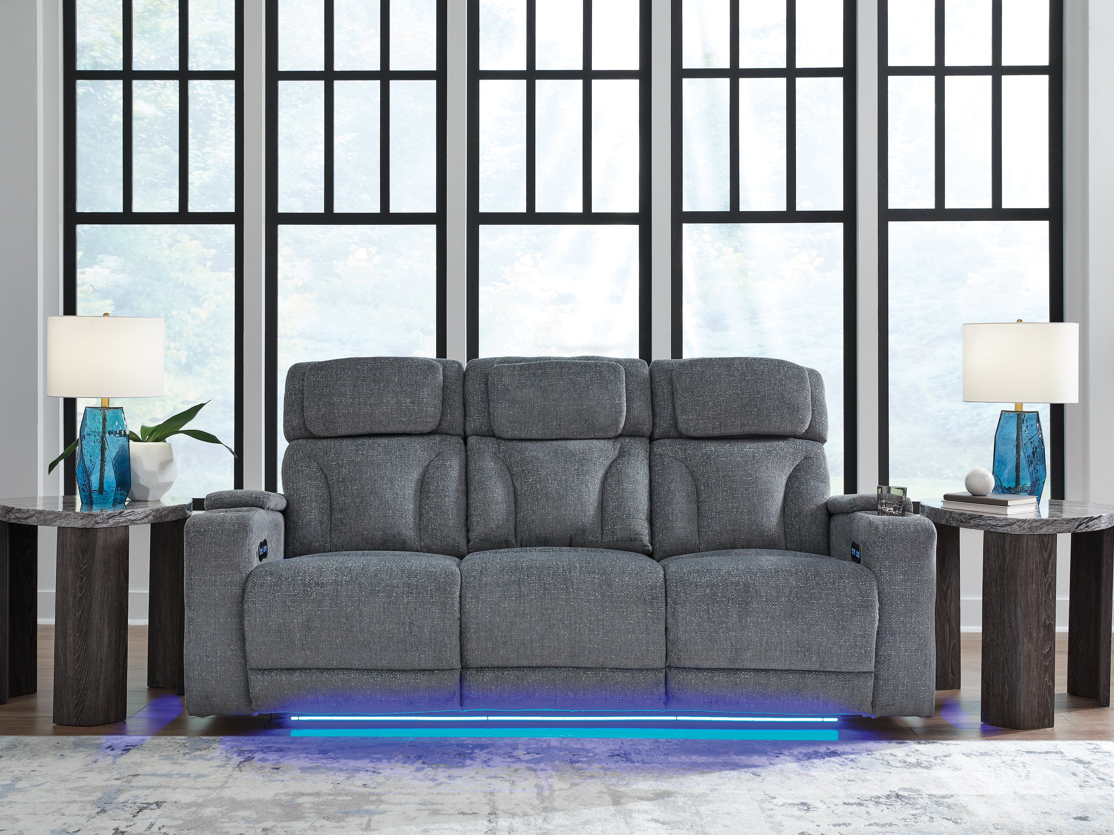 Sectionals for Less - Ashley Furniture - Studio Cave Living Room - PWR Recliner/ADJ Headrest / Steel - PC4980213
