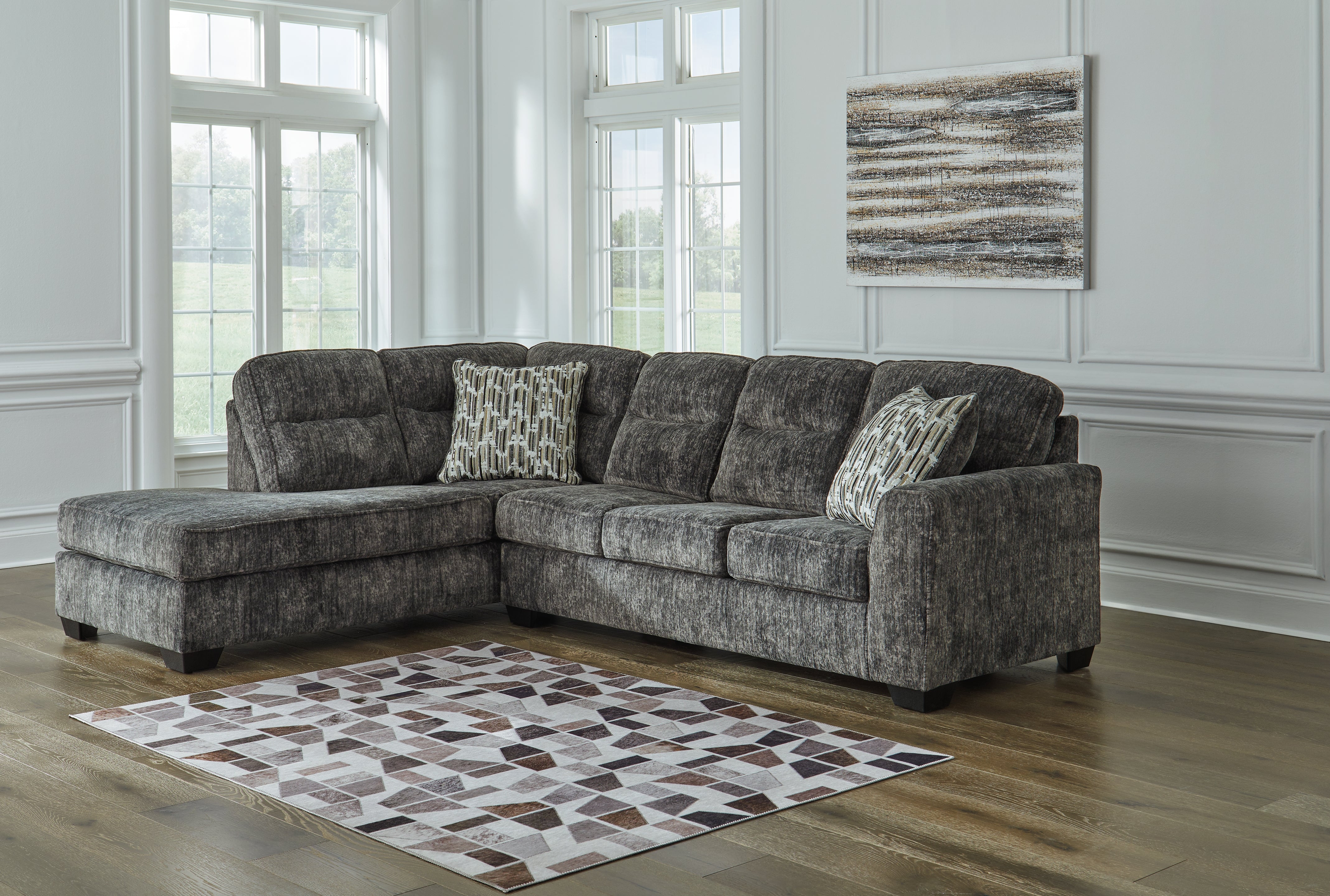 Sectionals for Less - Ashley Furniture - Lonoke Sectional - LAF 2-Piece Sectional with Chaise / Gunmetal - 50504S2