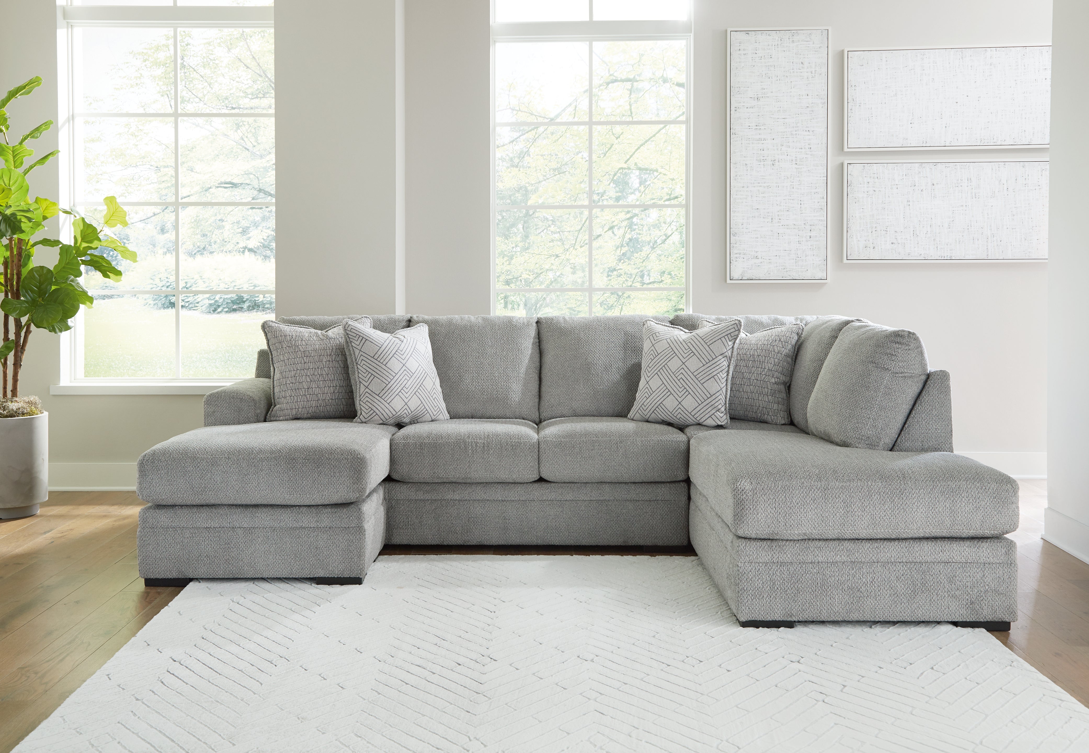 Sectionals for Less - Ashley Furniture - Casselbury Sectional - RAF 2-Piece Sectional with Chaise / Cement - 52906S2