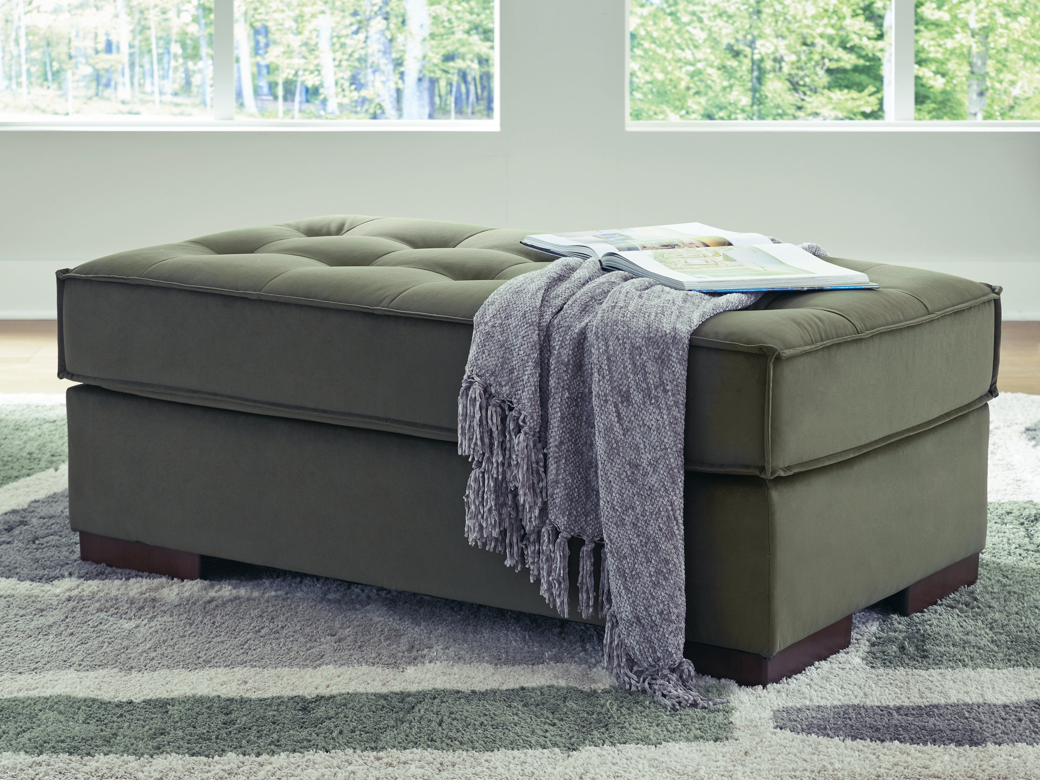 Sectionals for Less - Ashley Furniture - Caspian-Town Living Room - Oversized Accent Ottoman / Olive - PC6170208