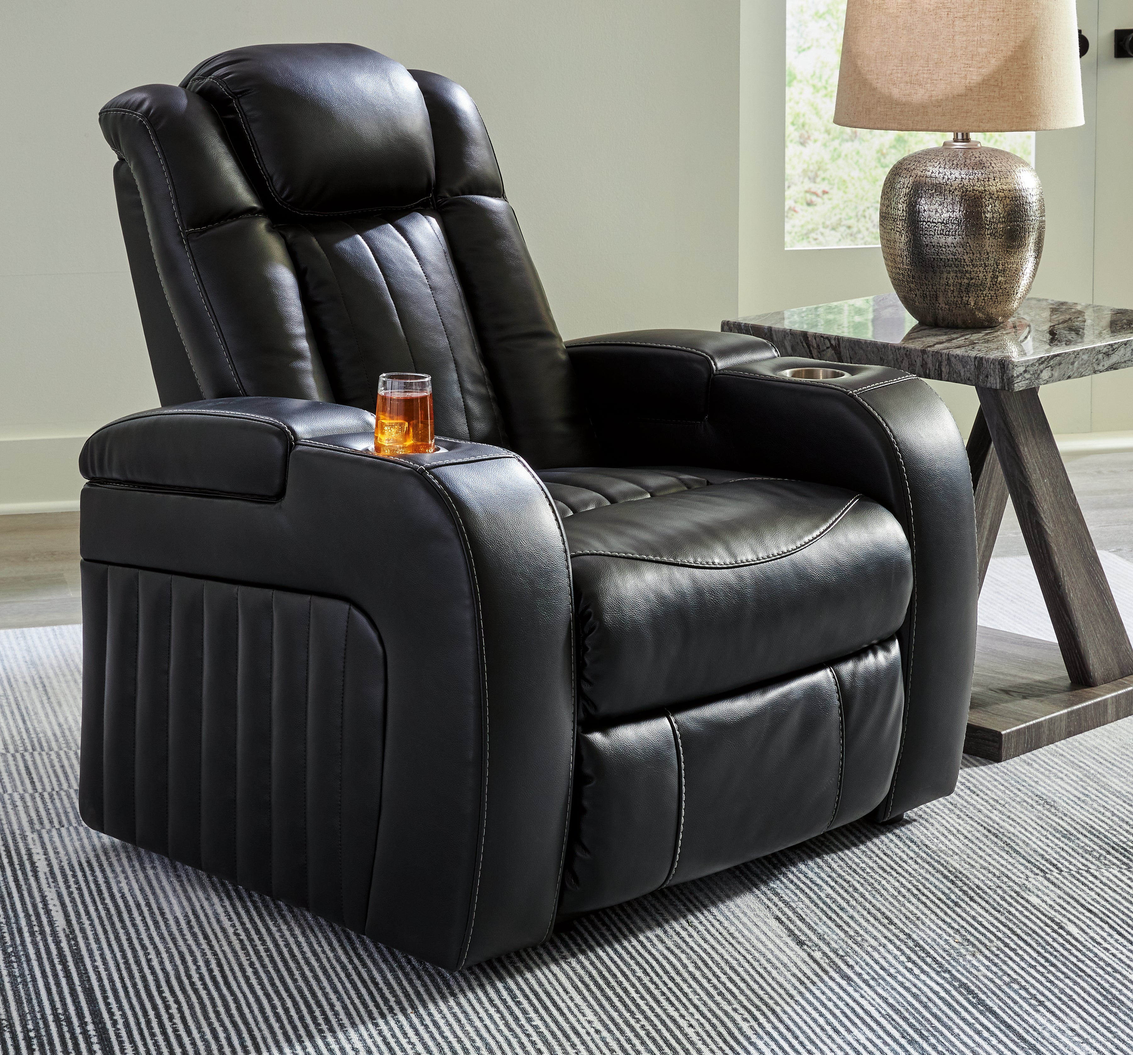 Sectionals for Less - Ashley Furniture - Caveman Den Living Room - PWR Recliner/ADJ Headrest / Midnight - 9070313