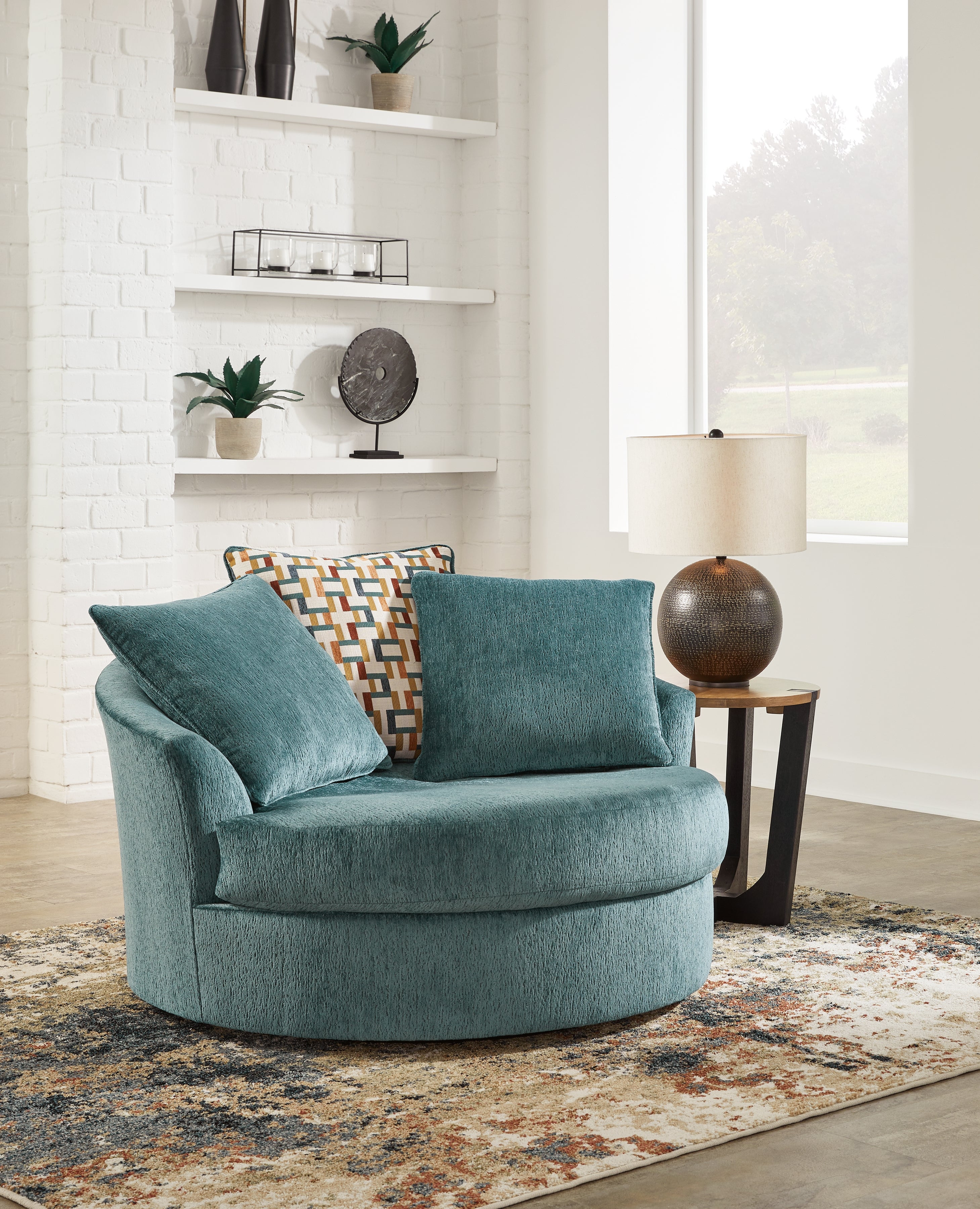 Sectionals for Less - Ashley Furniture - Laylabrook Living Room - Oversized Swivel Accent Chair / Teal - 9220621