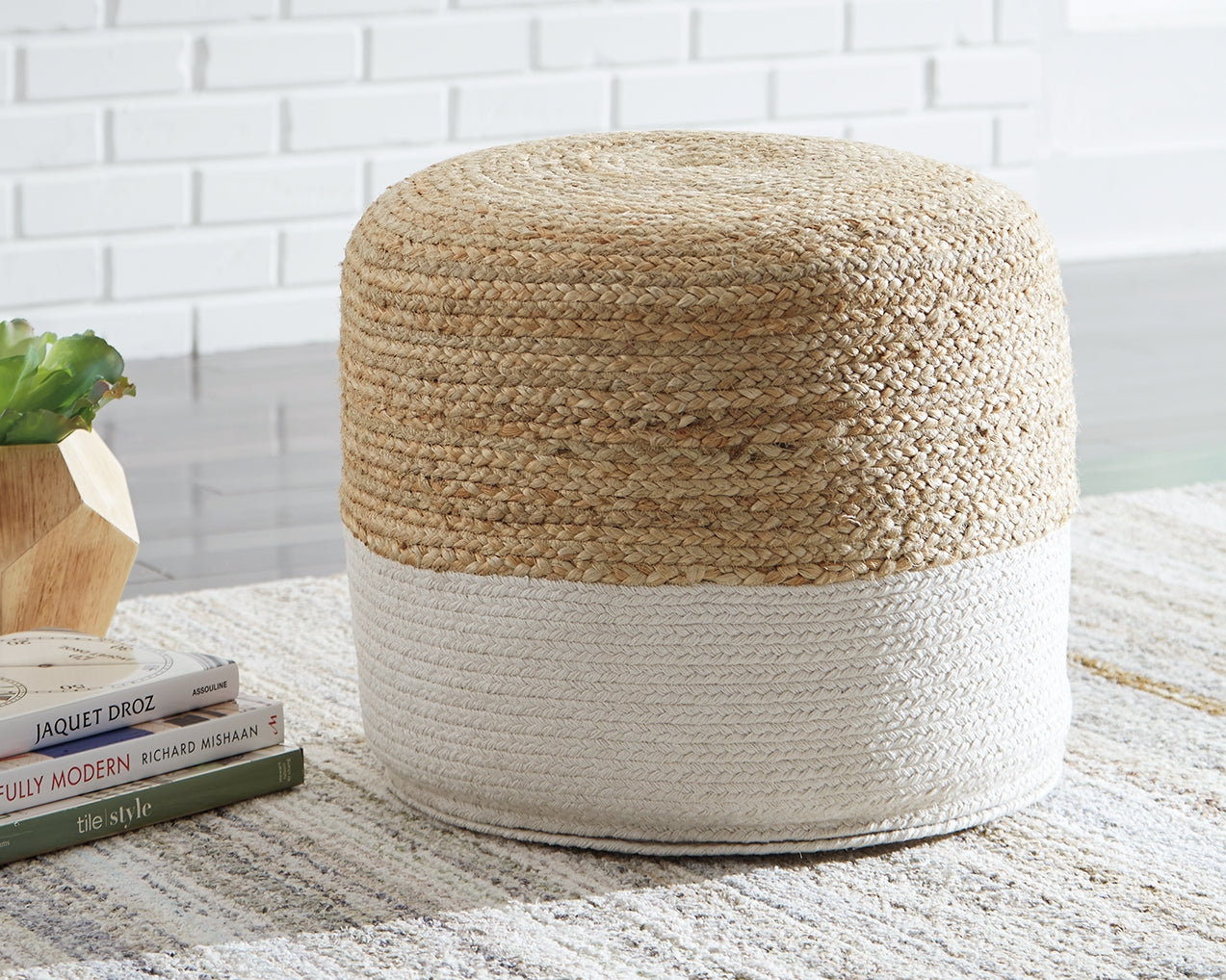 Sectionals for Less - Ashley Furniture - Sweed Valley Pouf - Pouf / Natural/Black - A1000422