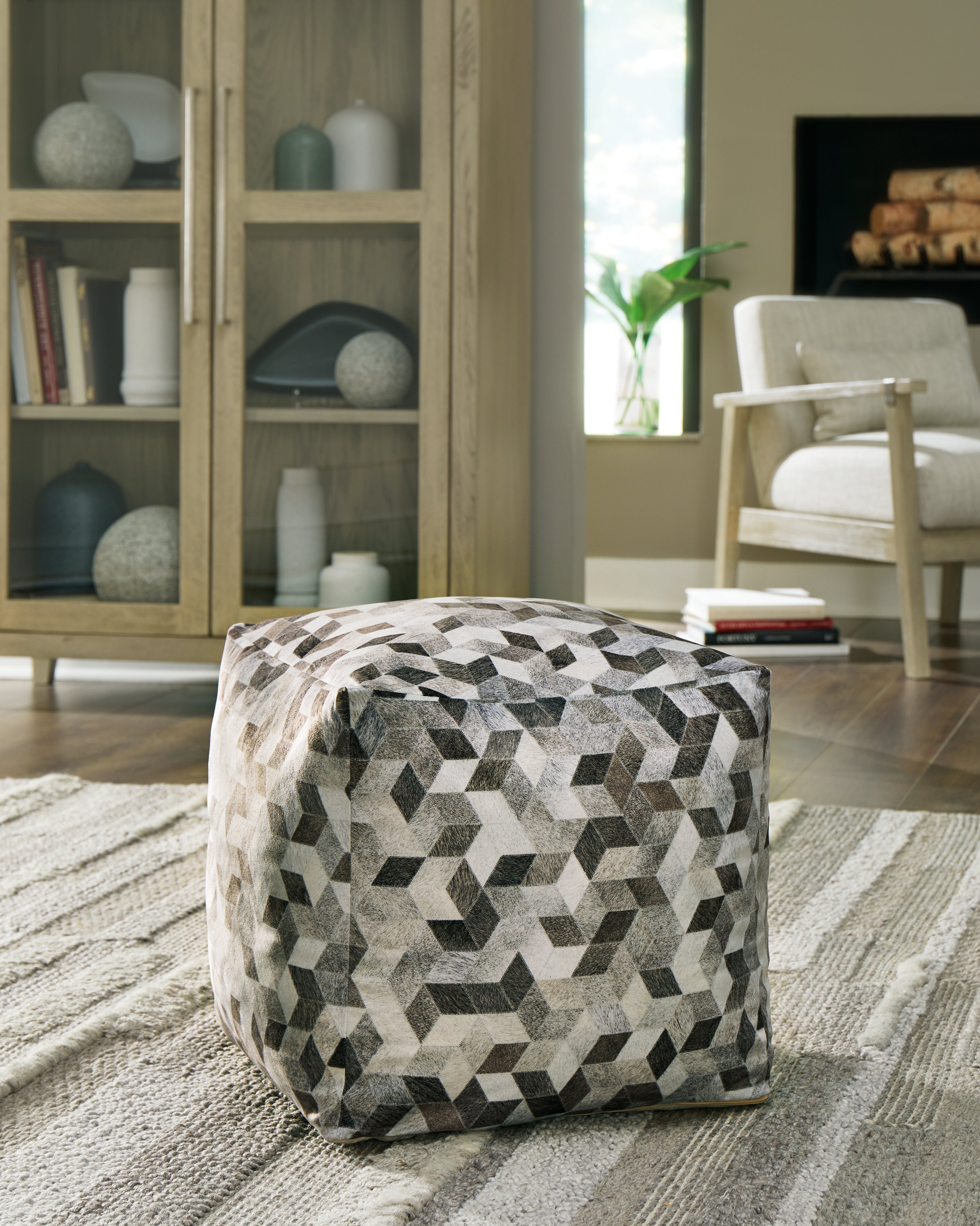 Sectionals for Less - Ashley Furniture - Albermarle Pouf - Pouf / Gray/Brown - A1000983
