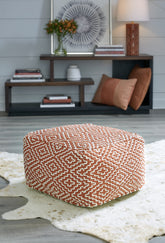 Sectionals for Less - Ashley Furniture - Brynnsen Pouf - Pouf / Rust/Ivory - A1001056
