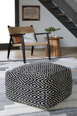 Sectionals for Less - Ashley Furniture - Jasett Pouf - Pouf / Black/Ivory - A1001058