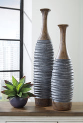 Sectionals for Less - Ashley Furniture - Blayze Vase - Vase Set (Set of 2) / Antique Gray/Brown - A2000388