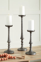 Sectionals for Less - Ashley Furniture - Eravell Candle Holder - Candle Holder Set (3/CN) / Pewter Finish - A2000584