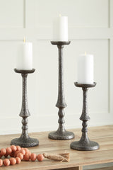 Sectionals for Less - Ashley Furniture - Eravell Candle Holder - Candle Holder Set (3/CN) / Pewter Finish - A2000584