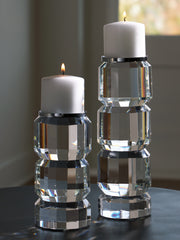Sectionals for Less - Ashley Furniture - Brentley Candle Holder - Candle Holder Set (Set of 2) / Clear/Silver Finish - A2000770