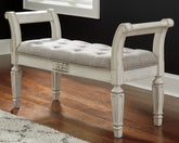 Sectionals for Less - Ashley Furniture - Realyn Accent Bench - Accent Bench / Antique White / 46"W x 16"D x 26"H - A3000157