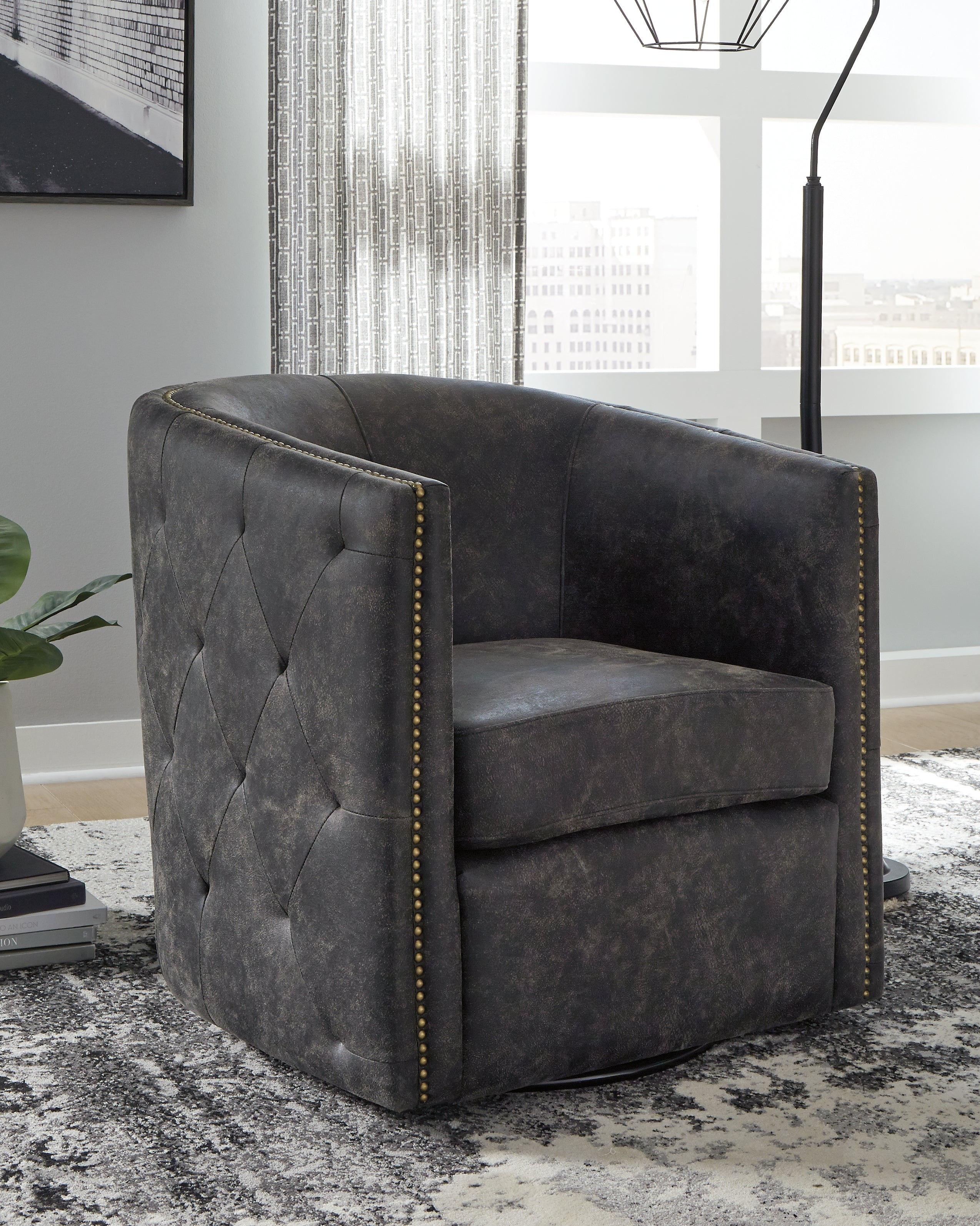 Sectionals for Less - Ashley Furniture - Brentlow Swivel Accent Chair - Swivel Accent Chair / Granite - A3000741