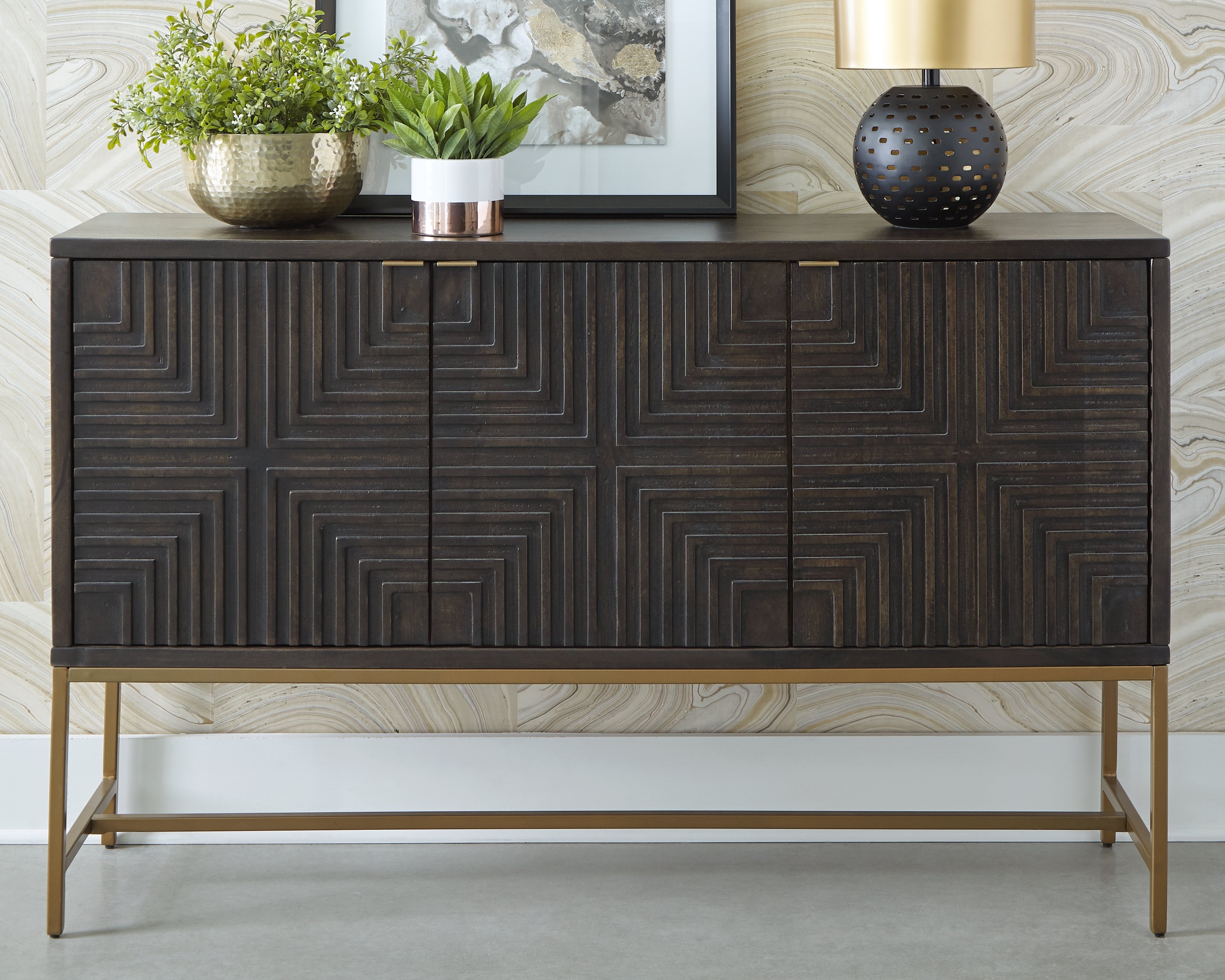 Sectionals for Less - Ashley Furniture - Elinmore Accent Cabinet - Accent Cabinet / Brown/Gold Finish - A4000316