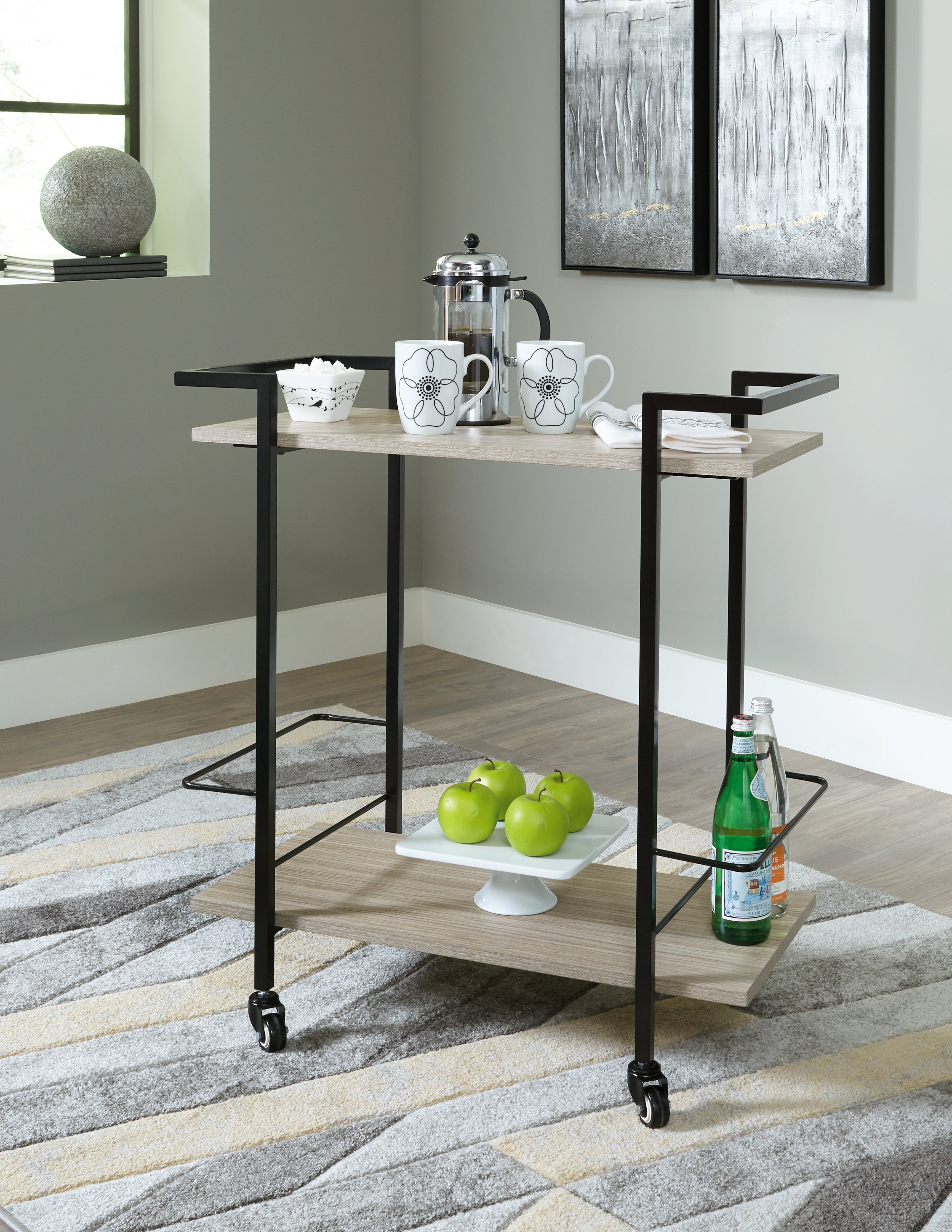 Sectionals for Less - Ashley Furniture - Waylowe Bar Cart - Bar Cart / Brown/Black - A4000389