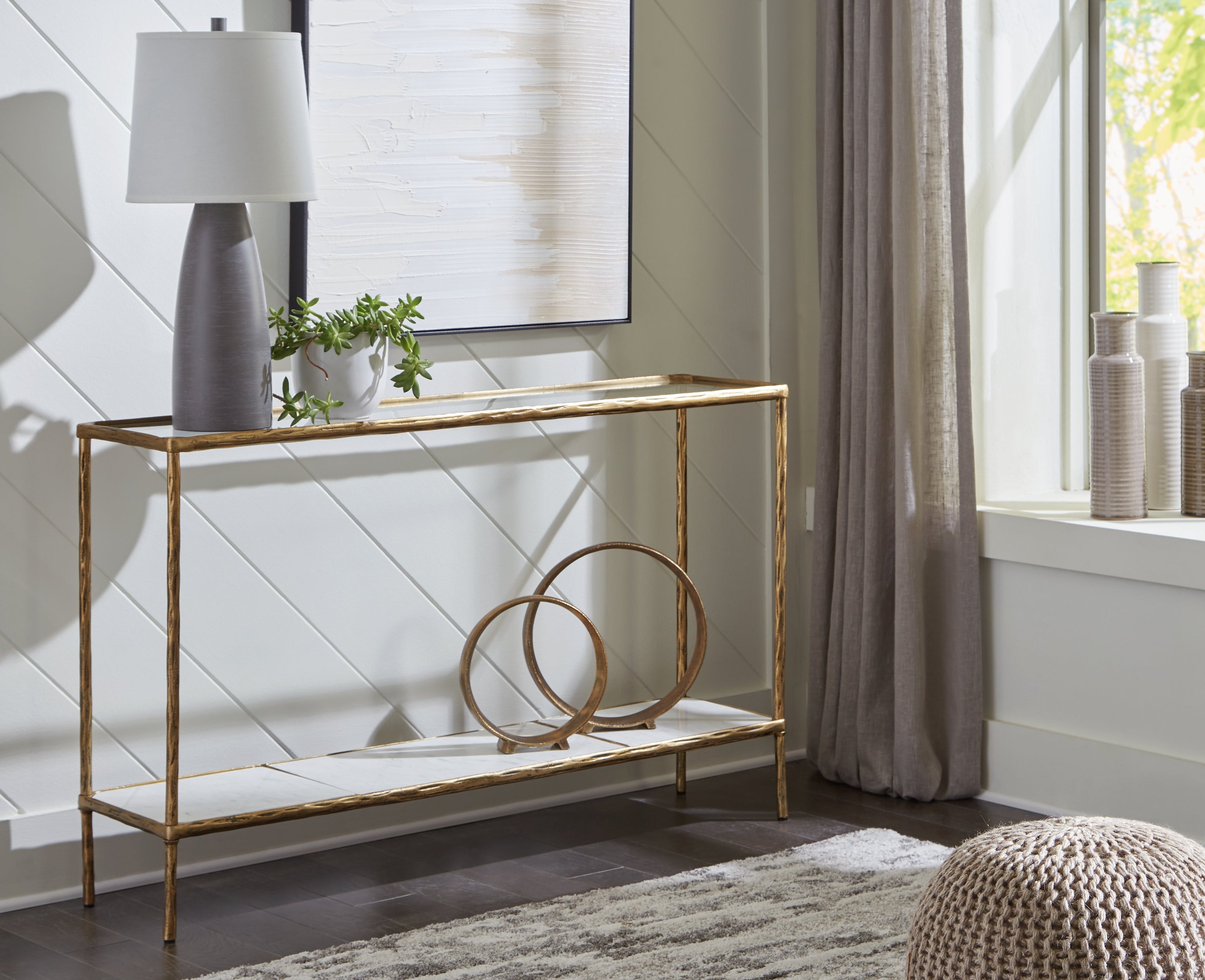 Sectionals for Less - Ashley Furniture - Ryandale Console Sofa Table - Console Sofa Table / Antique Brass Finish - A4000443