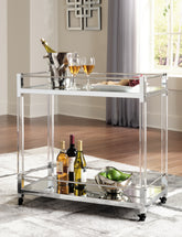 Sectionals for Less - Ashley Furniture - Chaseton Bar Cart - Bar Cart / Clear/Silver Finish - A4000501