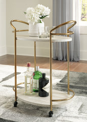 Sectionals for Less - Ashley Furniture - Tarica Bar Cart - Bar Cart / Cream/Gold Finish - A4000502