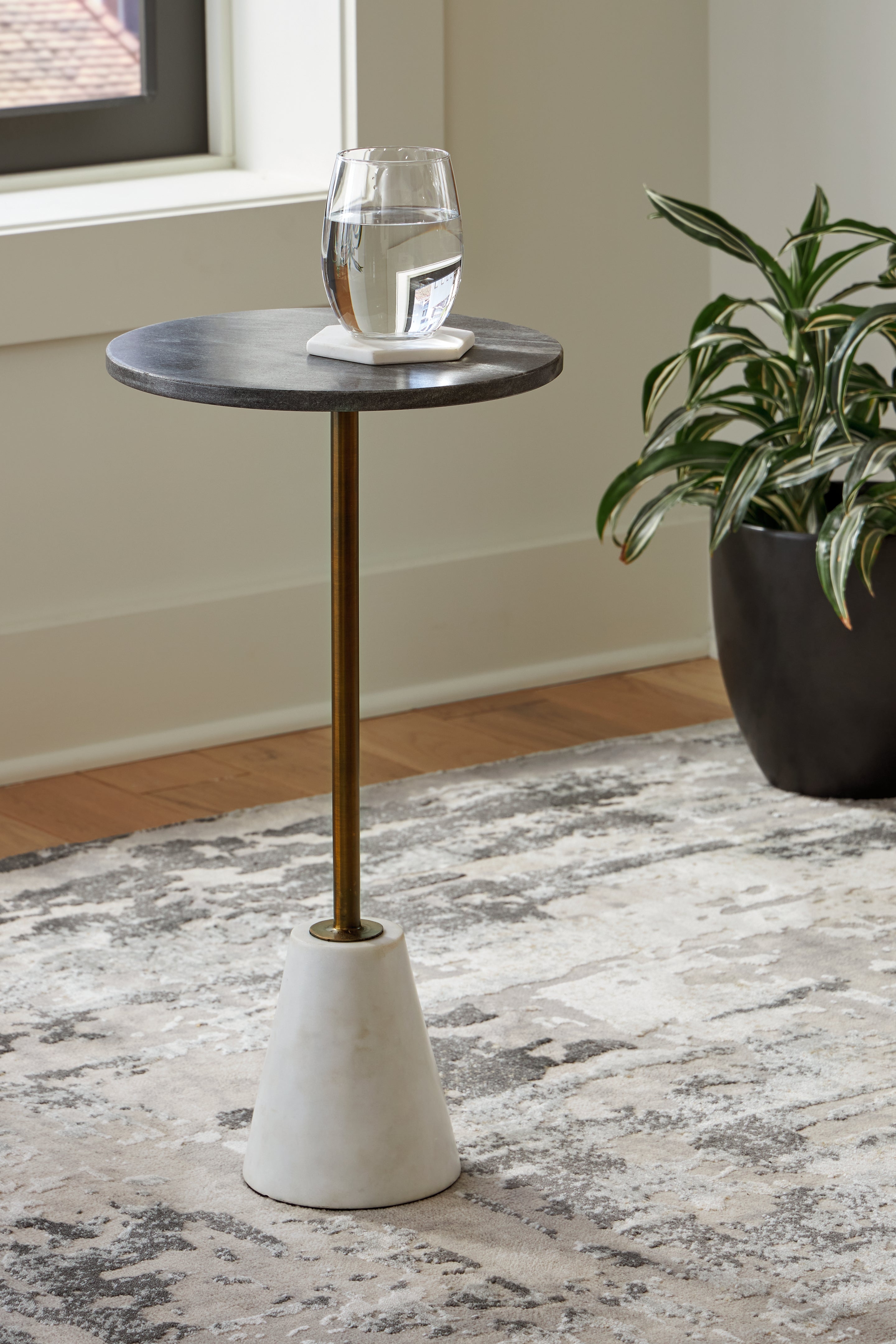 Sectionals for Less - Ashley Furniture - Caramont Accent Table - Accent Table / Black/White/Gold Finish - A4000540
