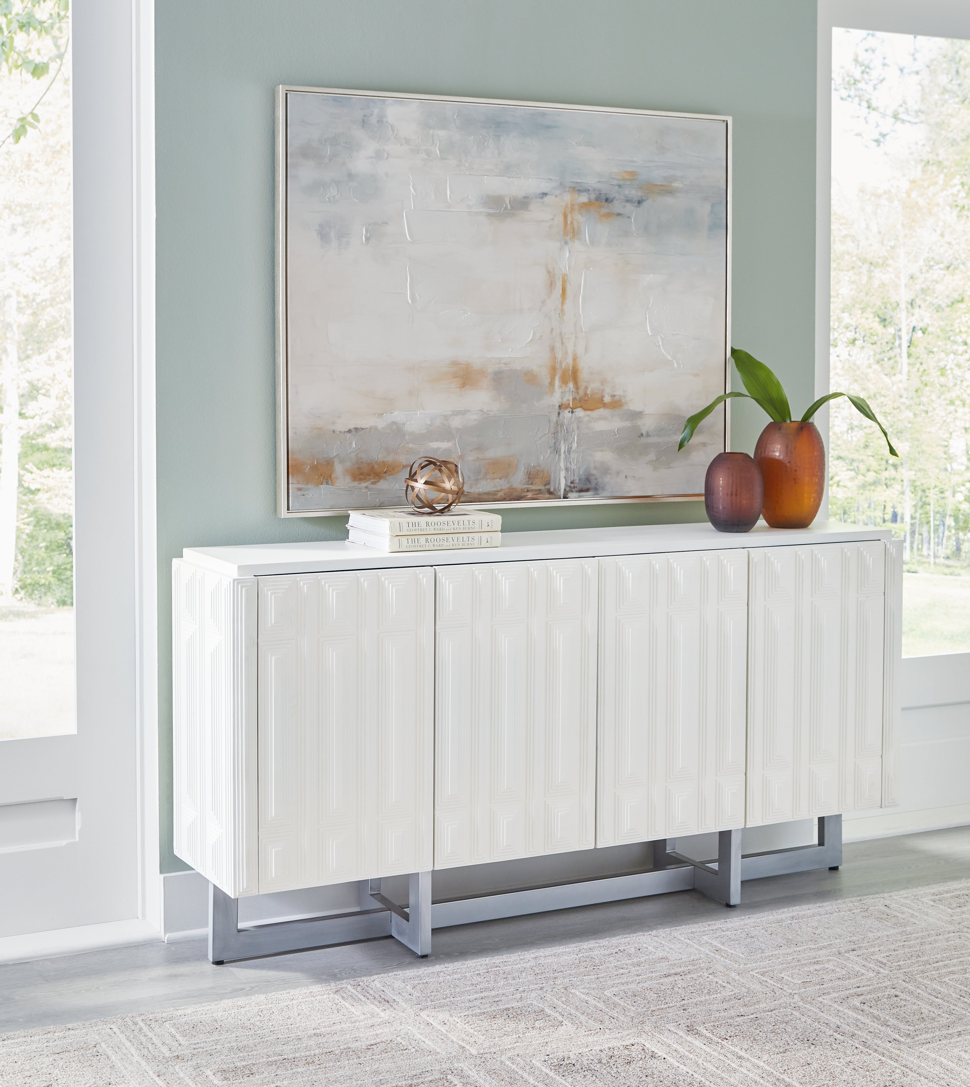 Sectionals for Less - Ashley Furniture - Ornawel Accent Cabinet - Accent Cabinet / Distressed White - A4000569