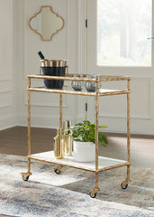 Sectionals for Less - Ashley Furniture - Plattfield Bar Cart - Bar Cart / Antique Gold Finish - A4000625