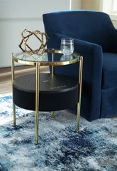 Sectionals for Less - Ashley Furniture - Nedman Accent Table with Speaker - Accent Table with Speaker / Black/Gold Finish - A4000669