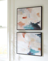 Sectionals for Less - Ashley Furniture - Caldish Wall Decor - Wall Art Set (Set of 2) / Blue/White/Pink - A8000415