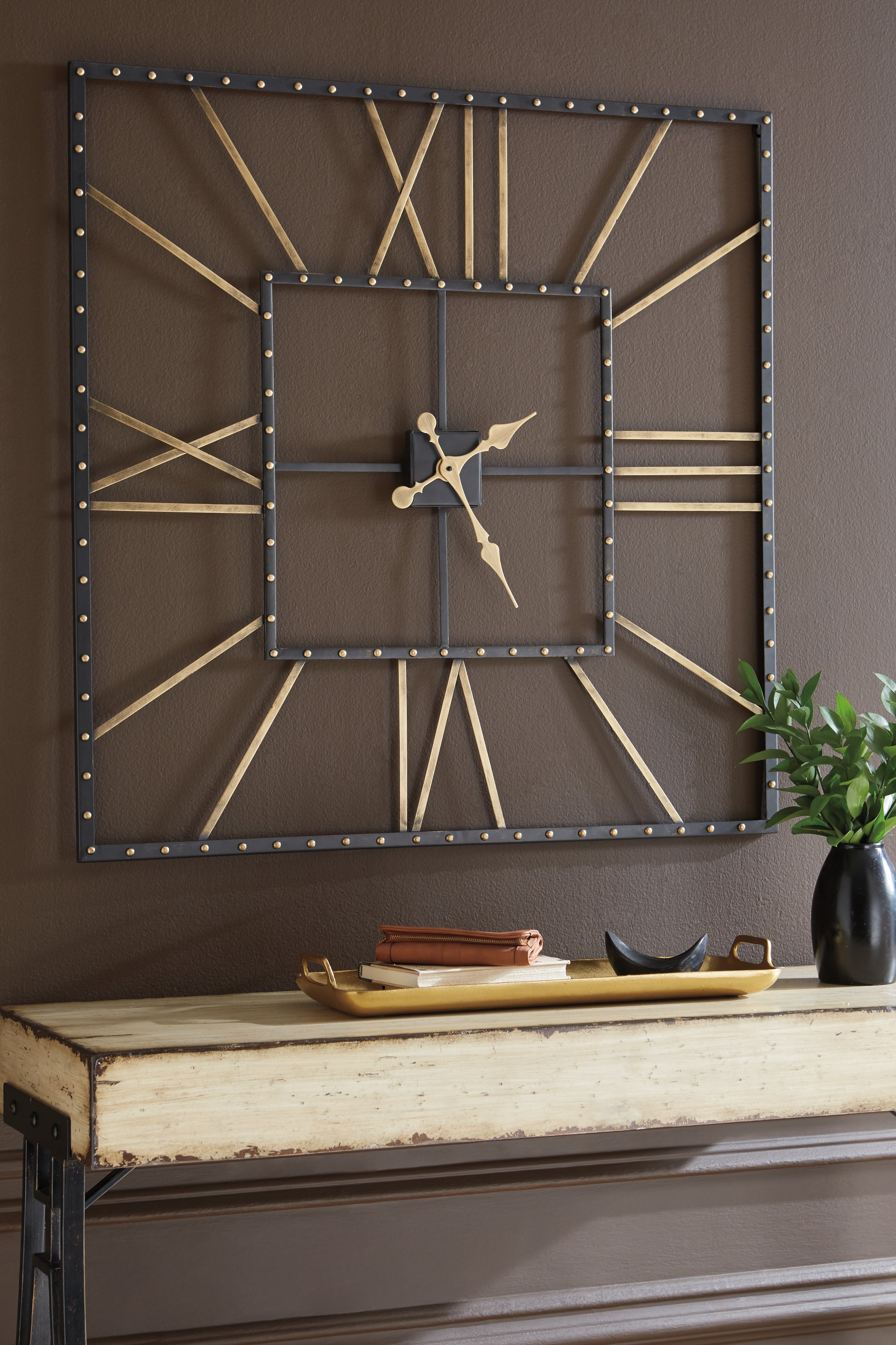 Sectionals for Less - Ashley Furniture - Thames Wall Decor - Wall Clock / Black/Gold Finish - A8010112