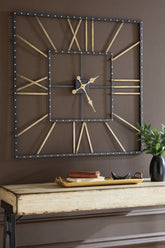 Sectionals for Less - Ashley Furniture - Thames Wall Decor - Wall Clock / Black/Gold Finish - A8010112