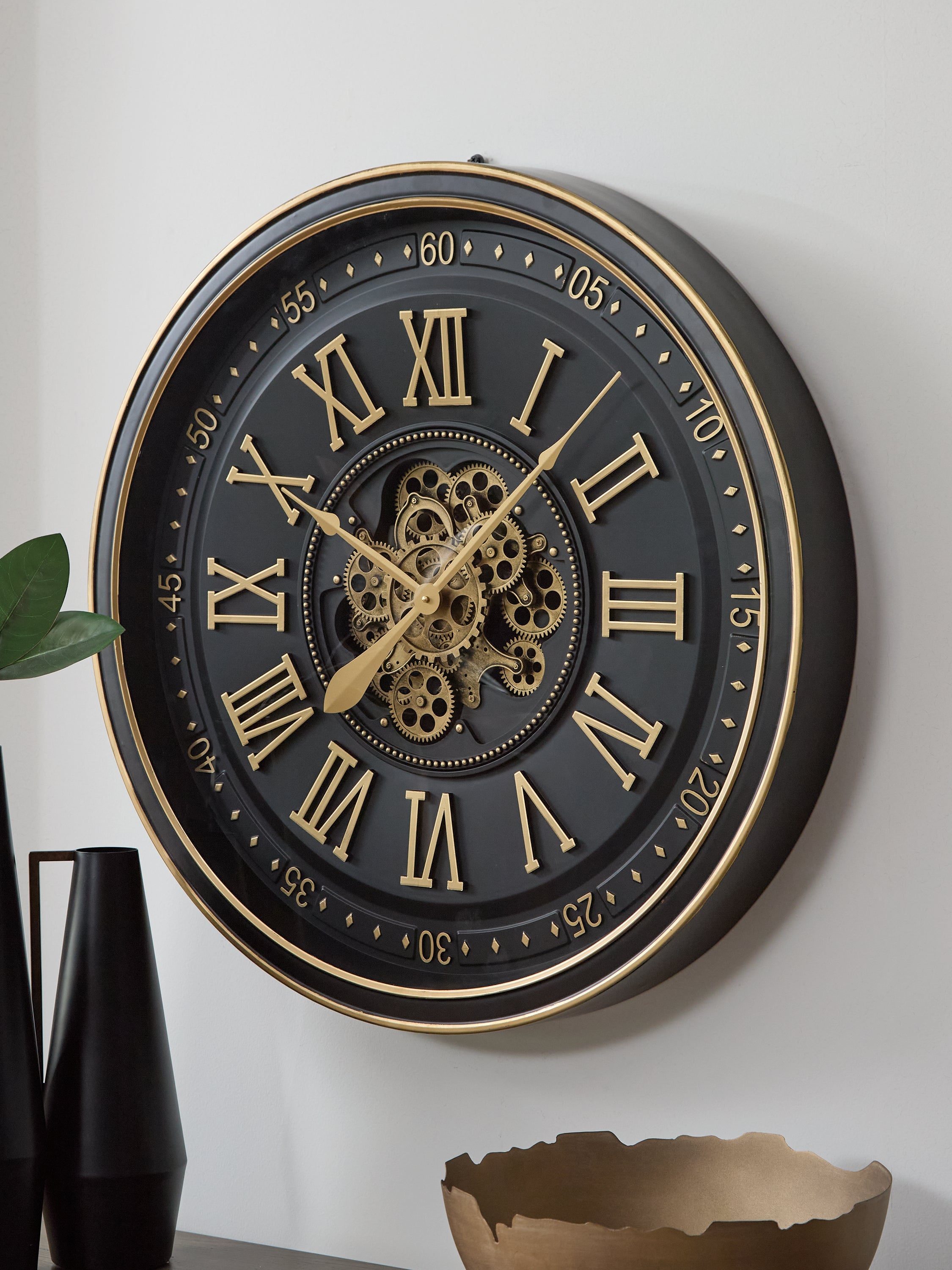 Sectionals for Less - Ashley Furniture - Dairton Wall Decor - Wall Clock / Black/Gold Finish - A8010385