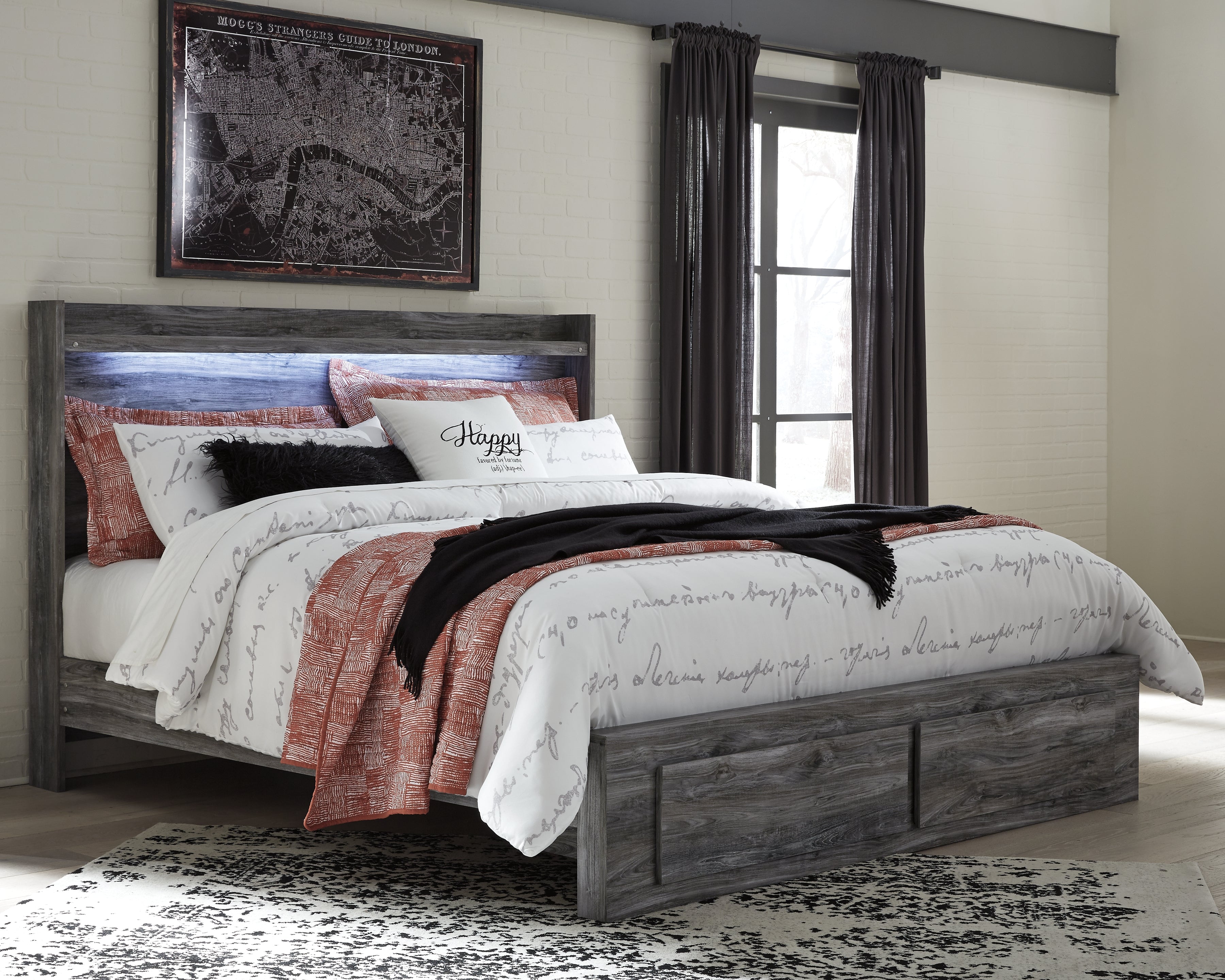 Sectionals for Less - Ashley Furniture - Baystorm Bedroom - Full Panel Bed with 2 Storage Drawers / Gray - B221B34