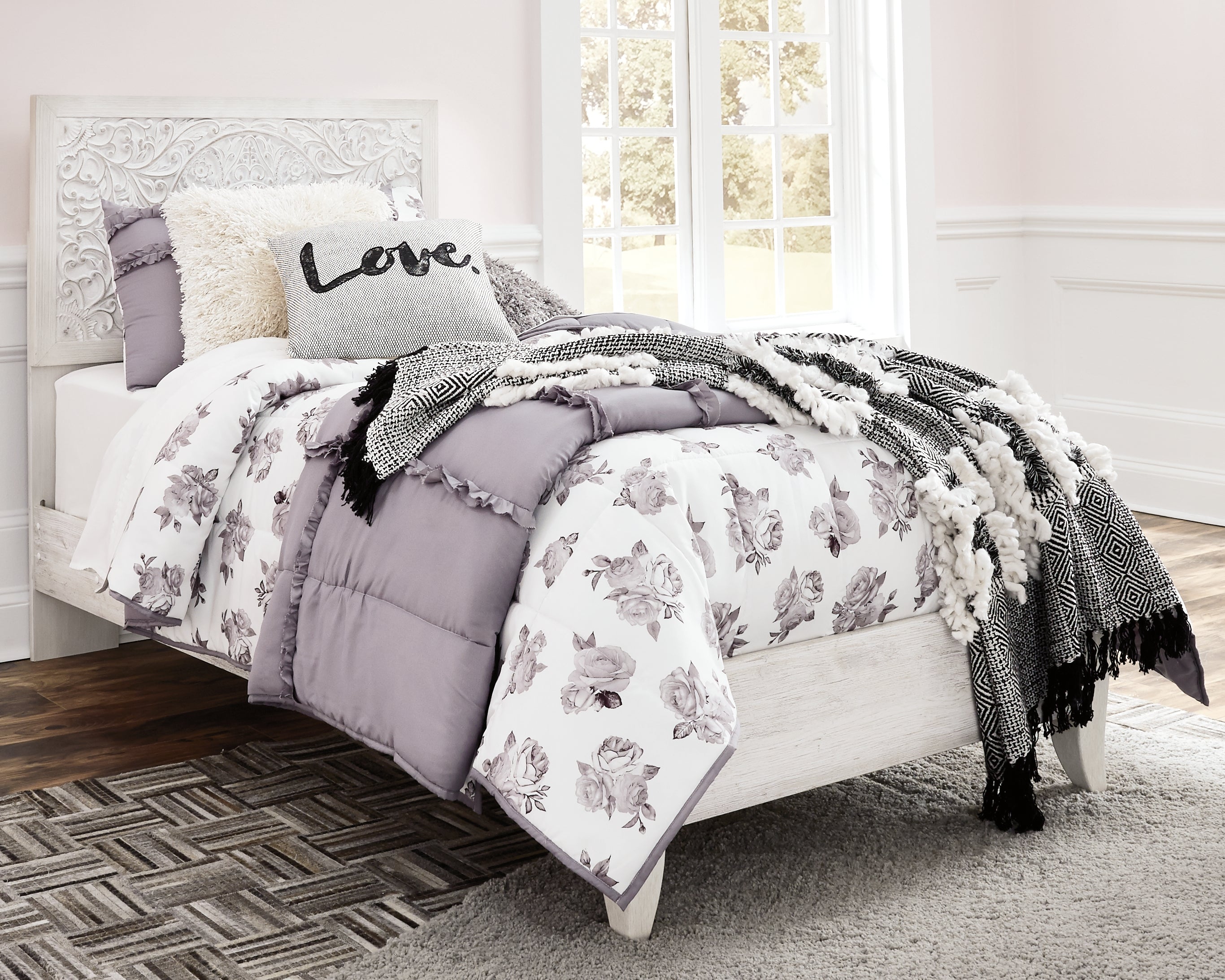 Sectionals for Less - Ashley Furniture - Paxberry Bedroom - King Panel Bed / Whitewash - B181B10