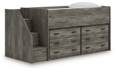 Sectionals for Less - Ashley Furniture - Frandern Twin Loft Bed with Drawer Storage - Twin Loft Bed with Drawer Storage / Warm Gray - B4480B26
