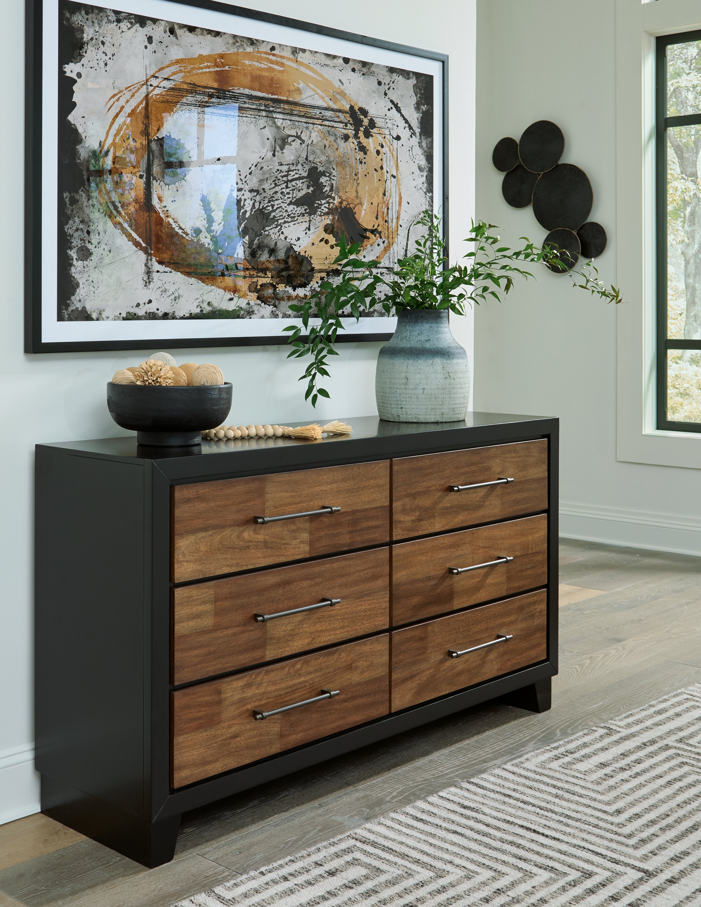 Sectionals for Less - Ashley Furniture - Kraeburn Bedroom - Dresser and Mirror / Brown/Black - B496B1