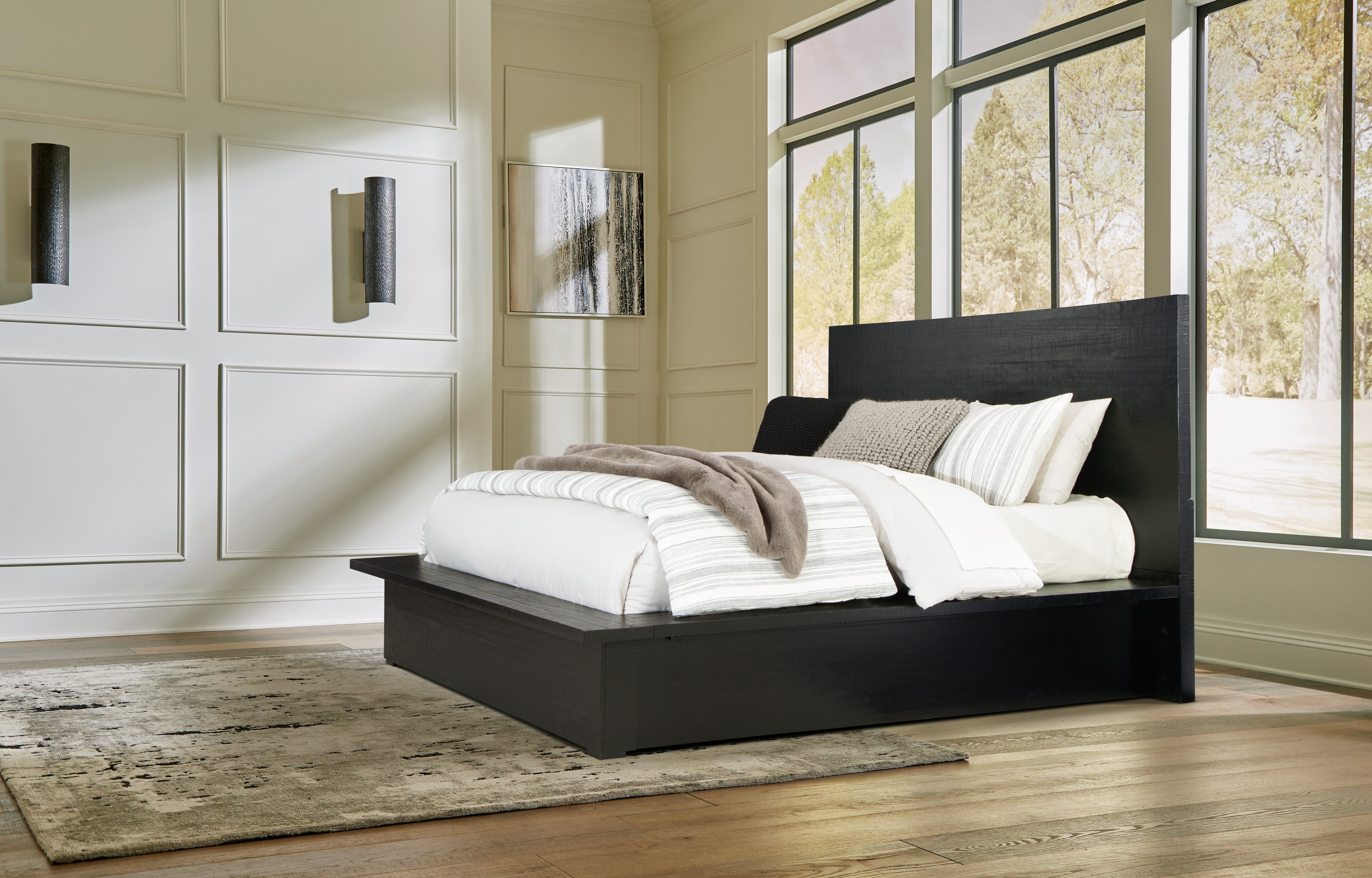 Sectionals for Less - Ashley Furniture - Londer Bedroom - King Panel Bed / Black - B768B4