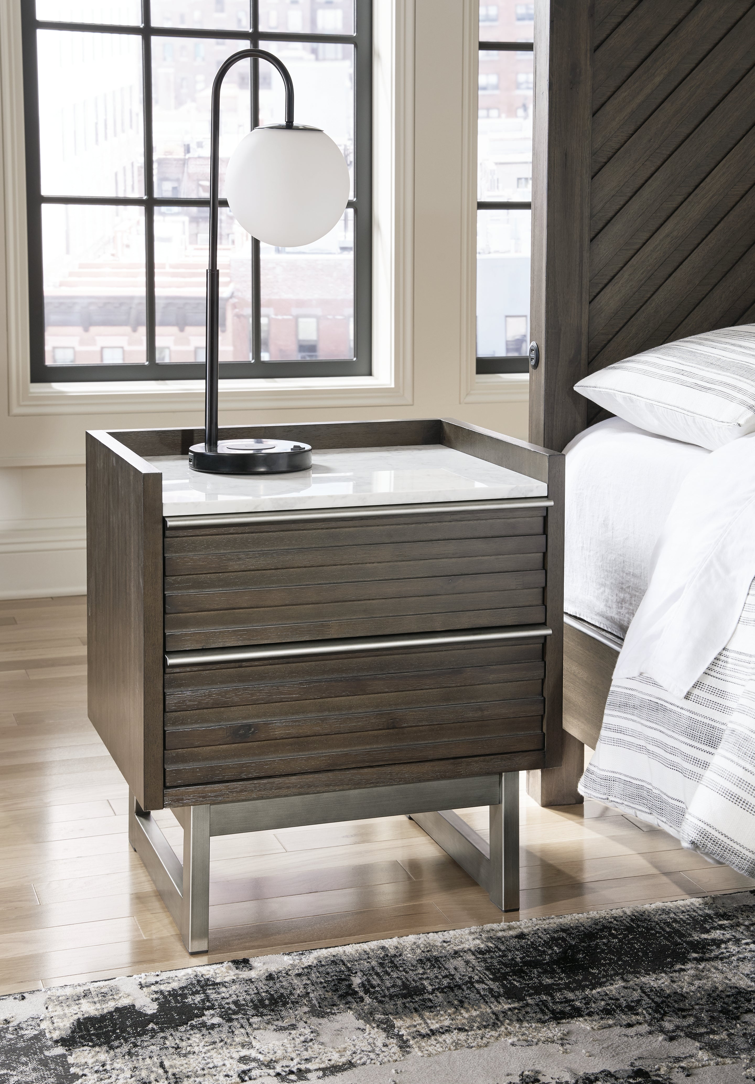 Sectionals for Less - Ashley Furniture - Arkenton Bedroom - Five Drawer Chest / Grayish Brown/White - B786-46