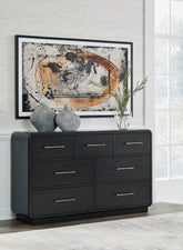 Sectionals for Less - Ashley Furniture - Rowanbeck Bedroom - Dresser and Mirror / Black - B821B1