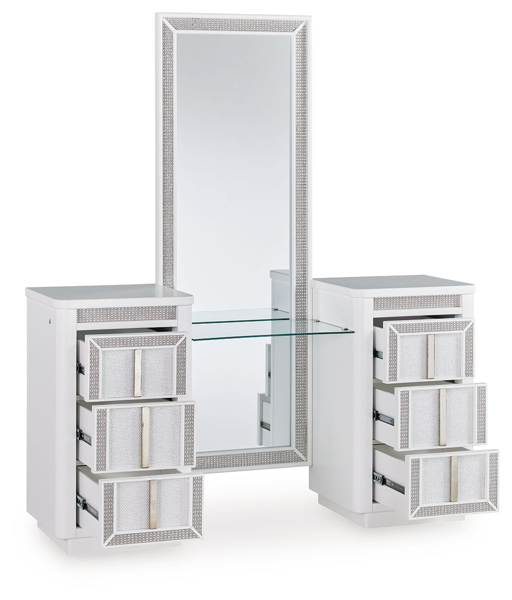 Sectionals for Less - Ashley Furniture - Chalanna Vanity with Mirror - Vanity with Mirror / White - B822B7
