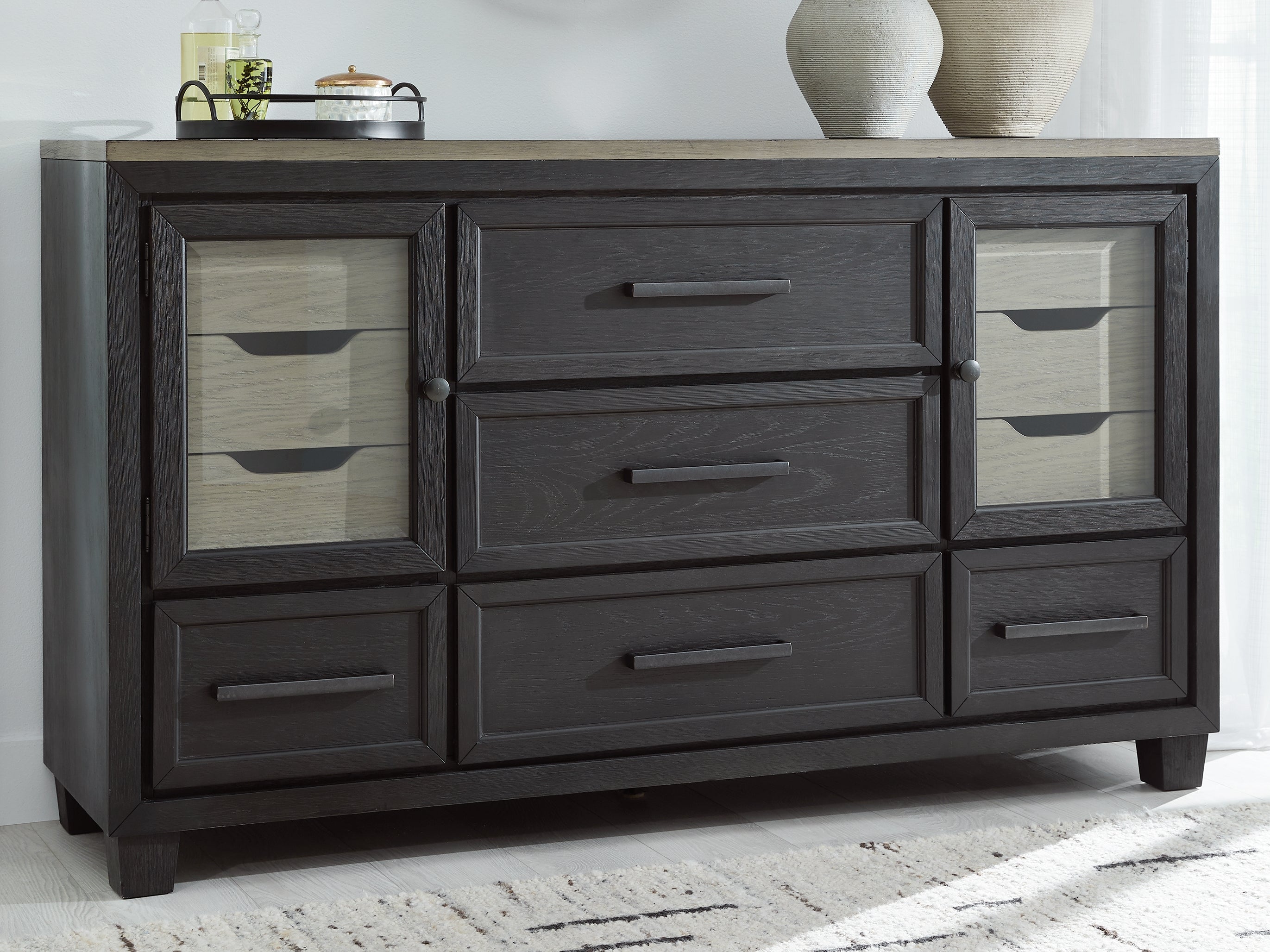 Sectionals for Less - Ashley Furniture - Foyland Bedroom - Two Drawer Night Stand / Black/Brown - B989-92