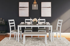 Sectionals for Less - Ashley Furniture - Stonehollow Dining Room - RECT DRM Table Set (6/CN) / White/Gray - D382-325
