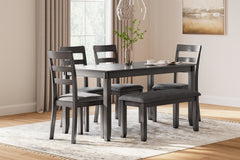 Sectionals for Less - Ashley Furniture - Bridson Dining Room - RECT DRM Table Set (6/CN) / Gray - D383-325