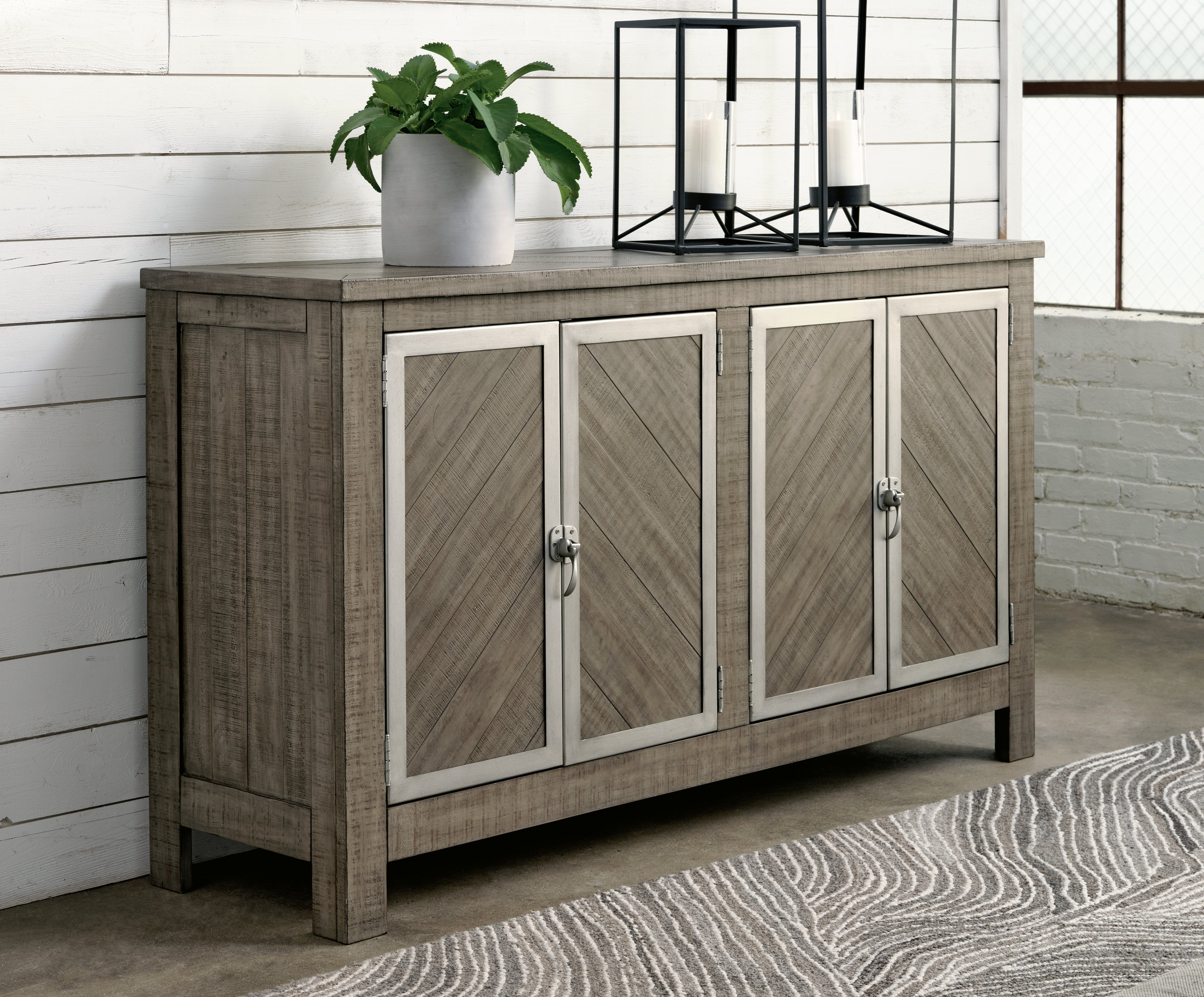 Sectionals for Less - Ashley Furniture - Krystanza Dining Room - Dining Room Server / Weathered Gray - D766-60
